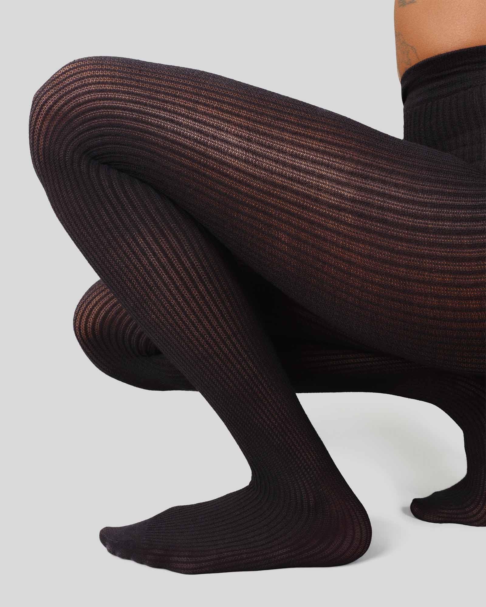 Zoe Ribbed Tights - Black