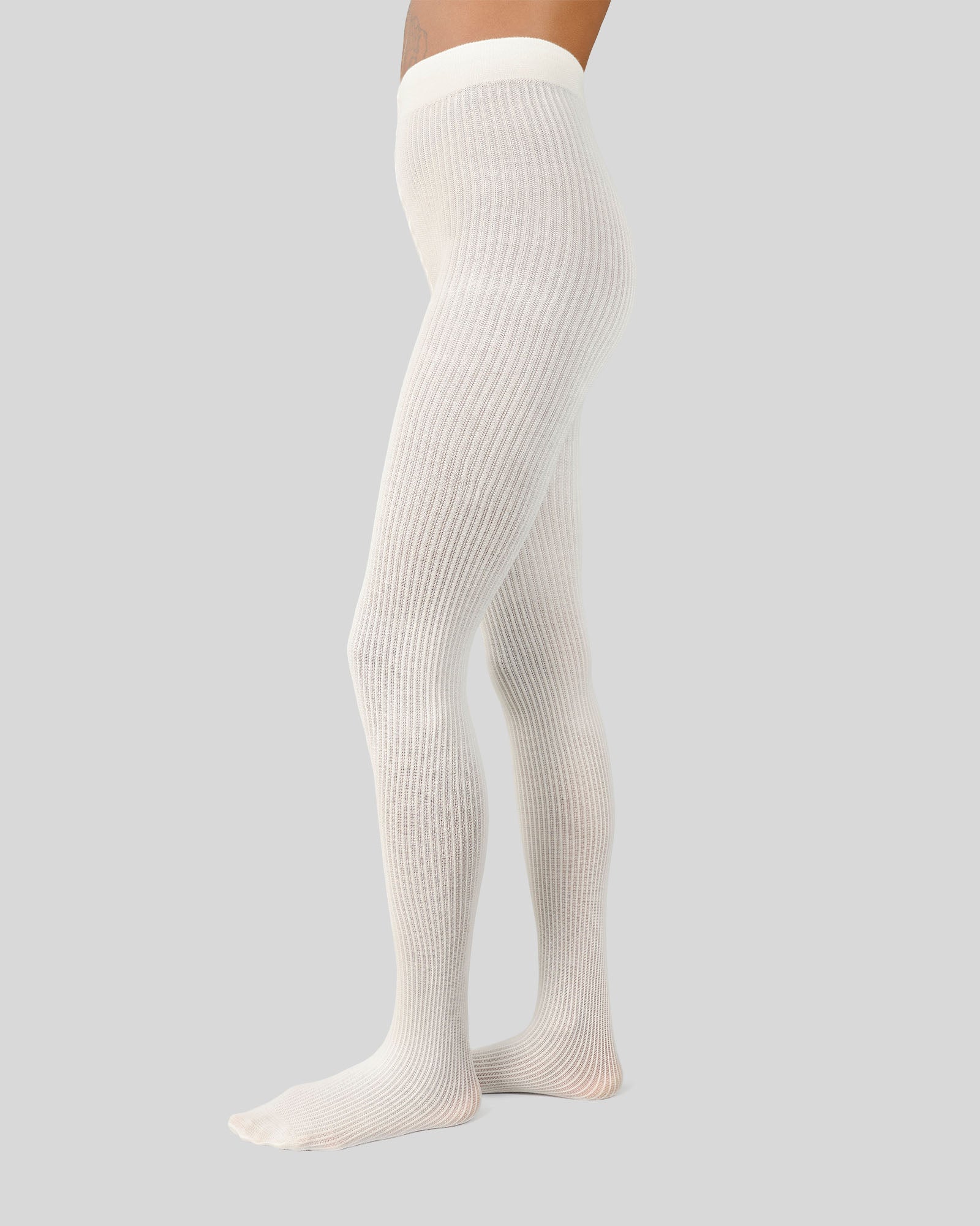 Zoe Ribbed Tights - Ivory