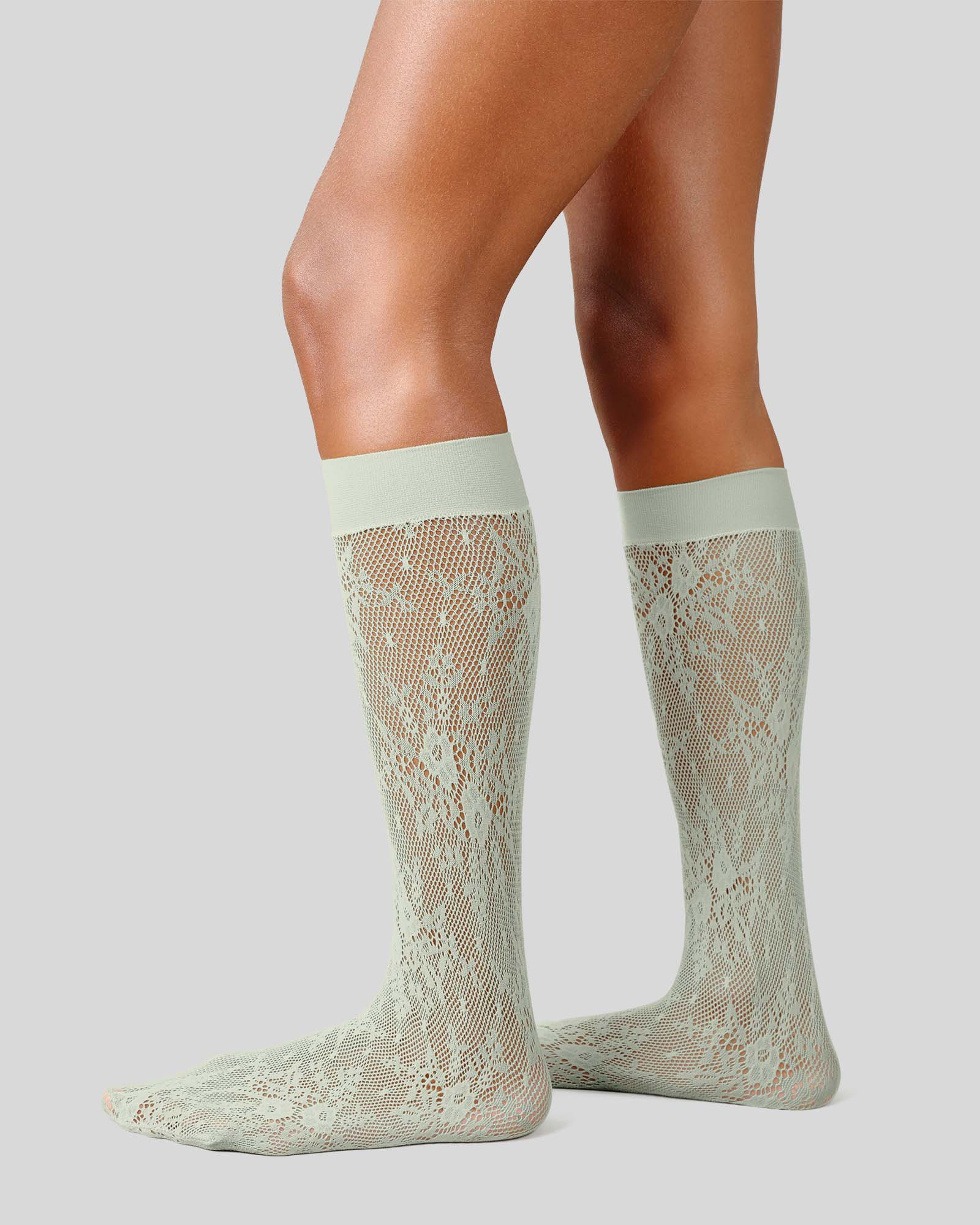Rosa Lace Knee Highs - Mint
