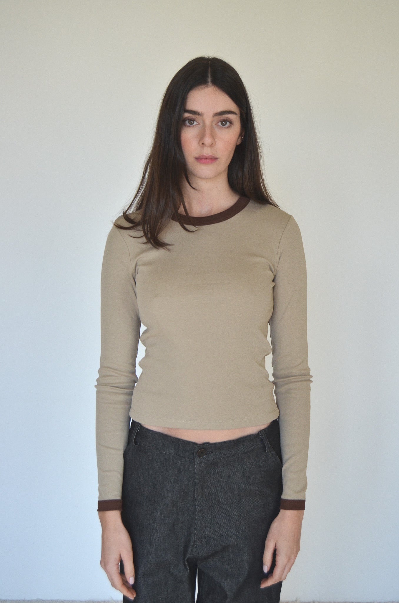 June Longsleeve - Beige/Brown