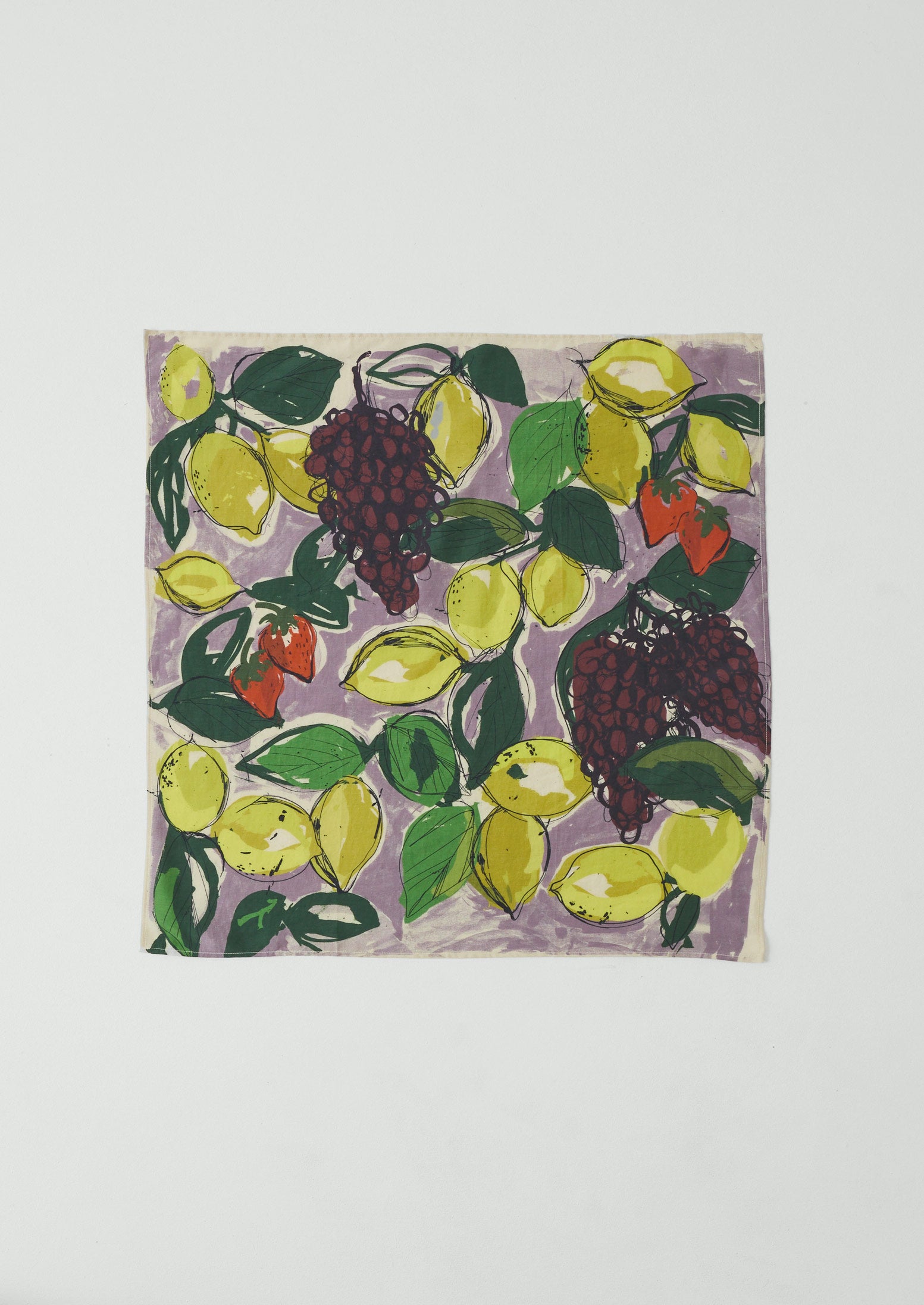 Sketched Fruit Cotton Silk Bandana