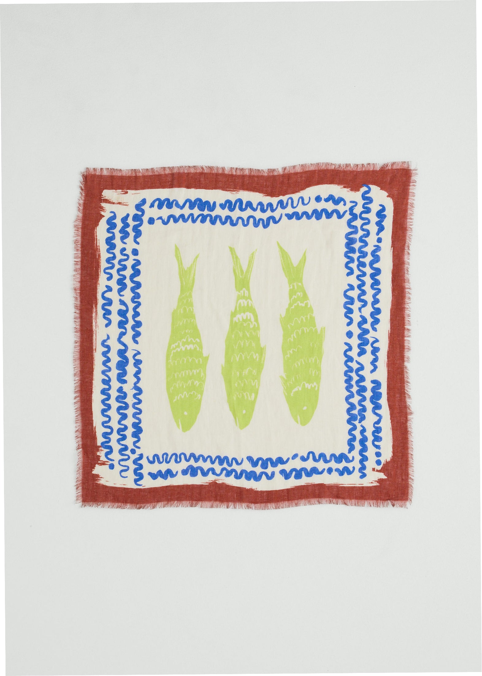 Market Fish Linen Bandana - Ecru