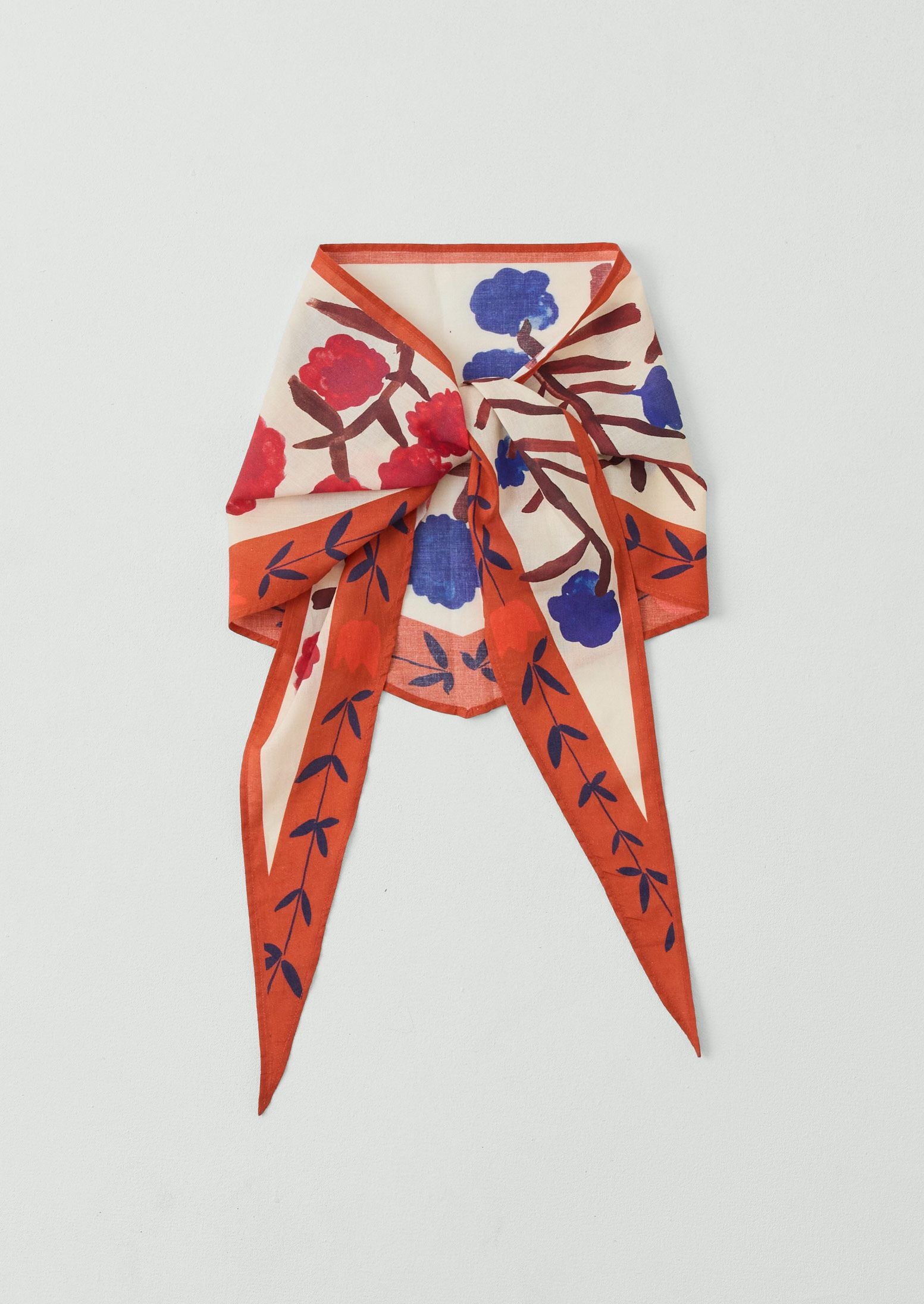 Flower Crown Print Triangle Bandana - Cobalt