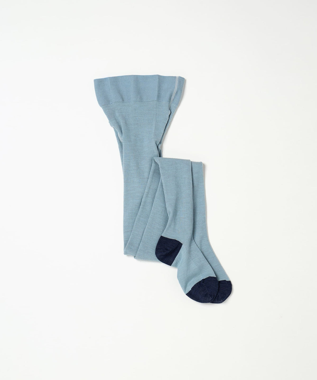 Ribbed Wool Tights - Light Blue