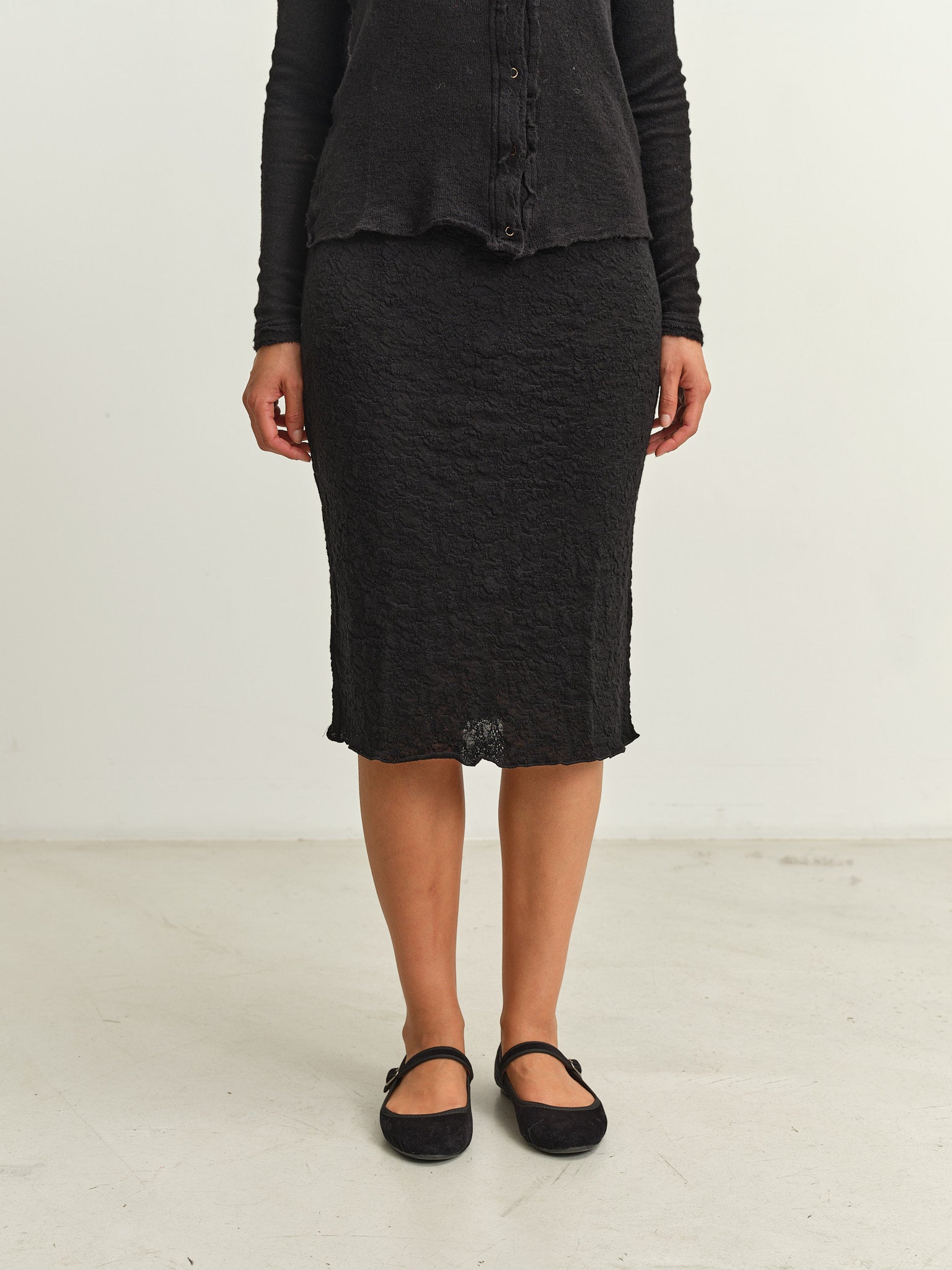 Merino Wool Pencil Skirt - Black