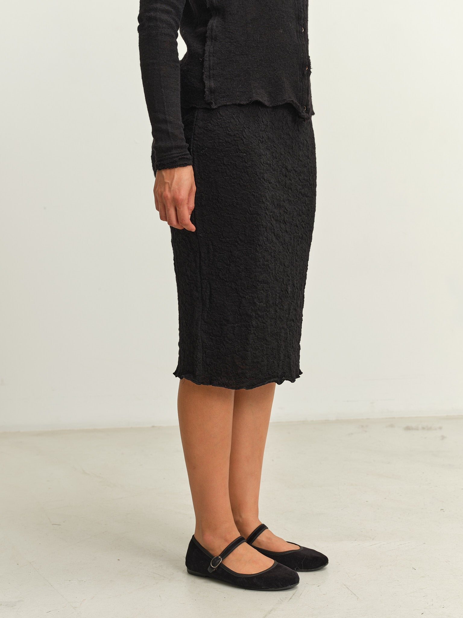 Merino Wool Pencil Skirt - Black