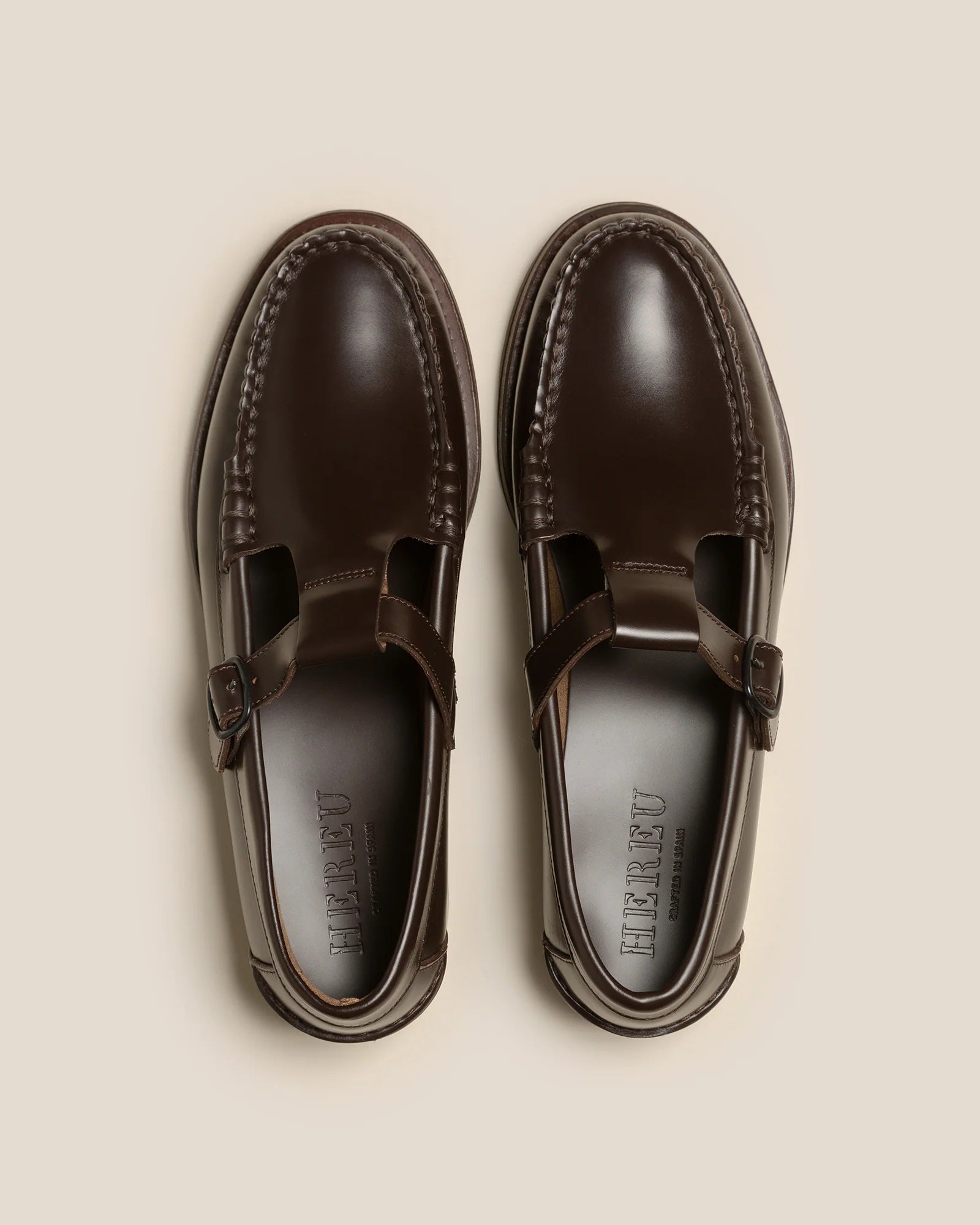 HEREU - ALBER - T-BAR LOAFER -DARK BROWN