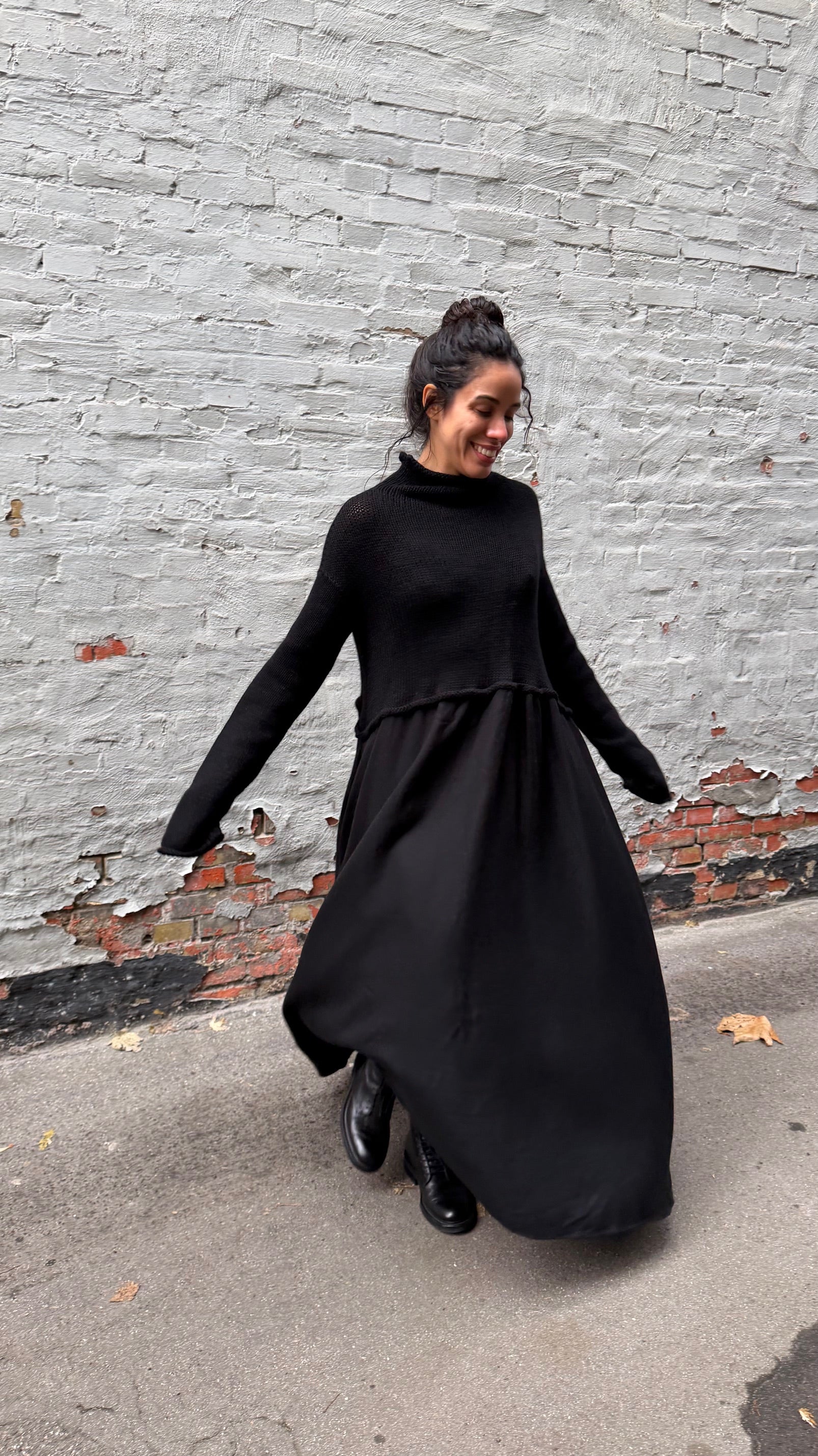 Risa Nakamura - Hand-Knit and Twill Dress