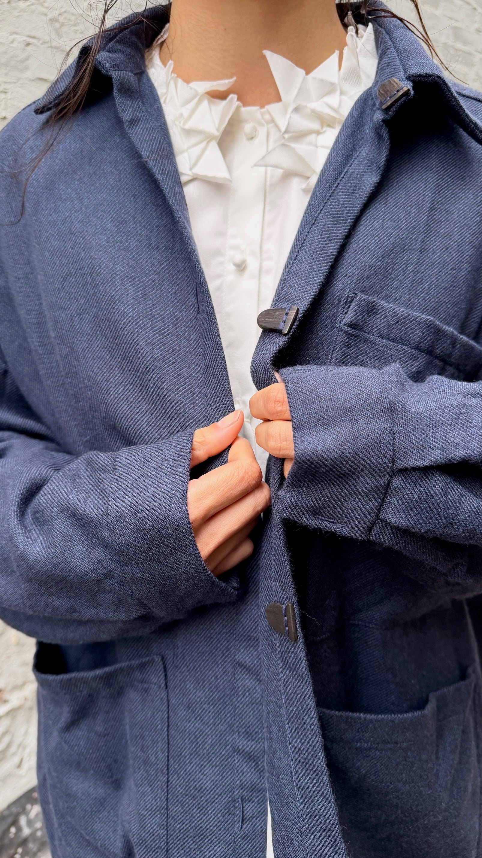 Kohaze Twill Wool Shirt - Blue
