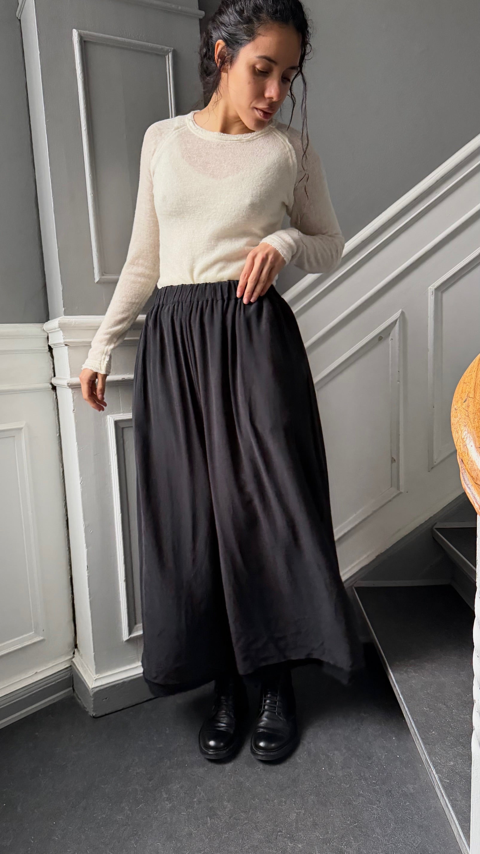 Reversible Flare Trousers - Black