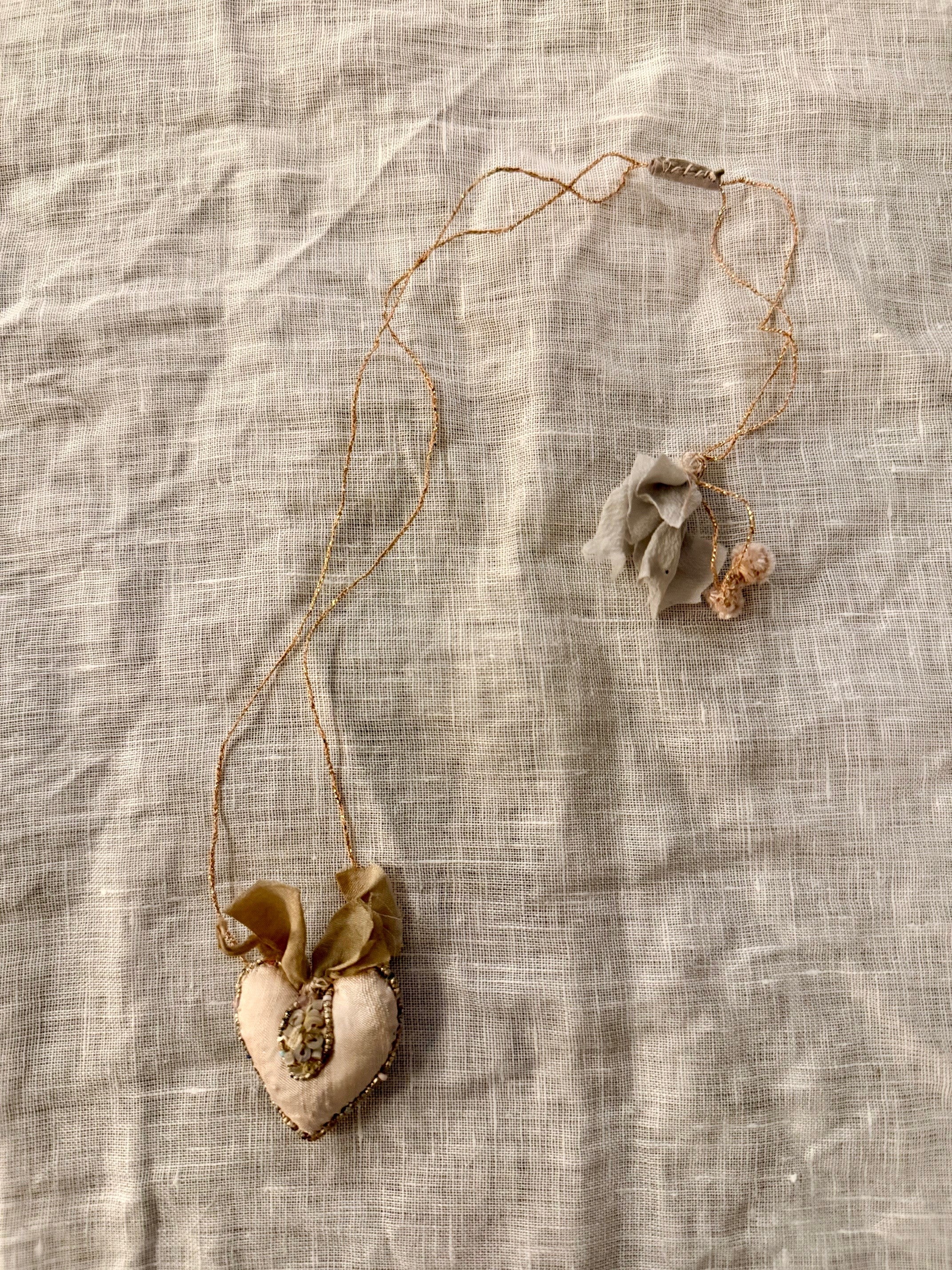 Embroidered Heart Necklace No 10