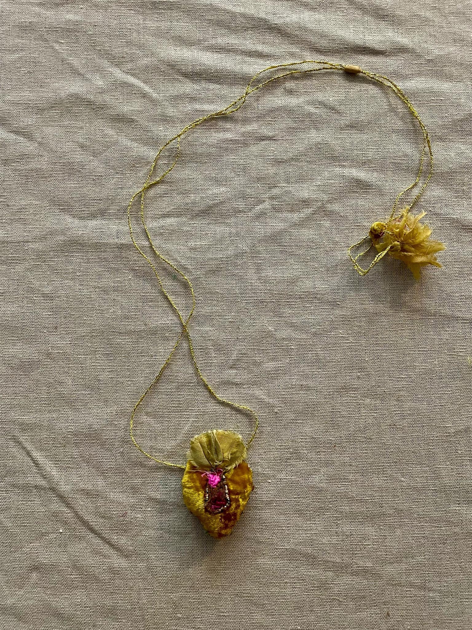 Embroidered Heart Necklace No 1