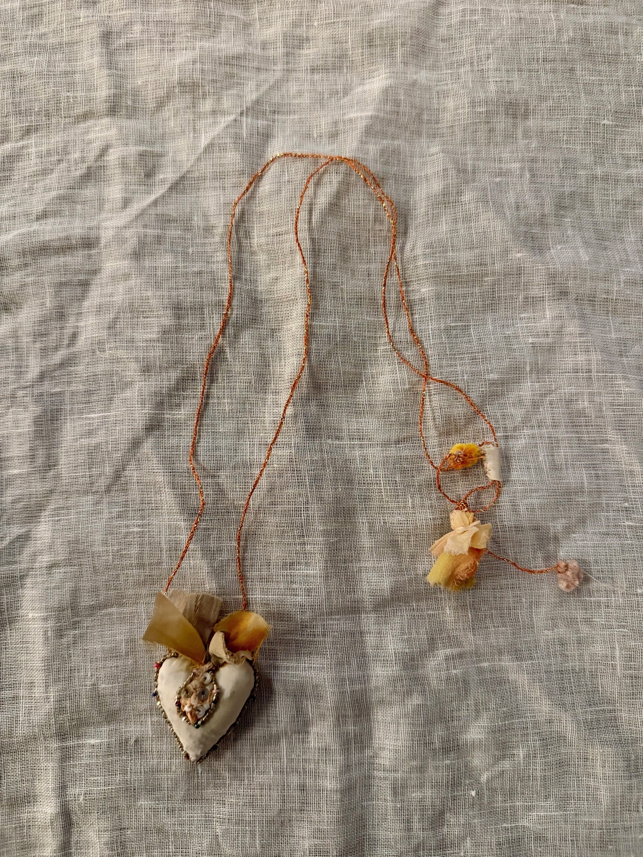 Embroidered Heart Necklace No 8