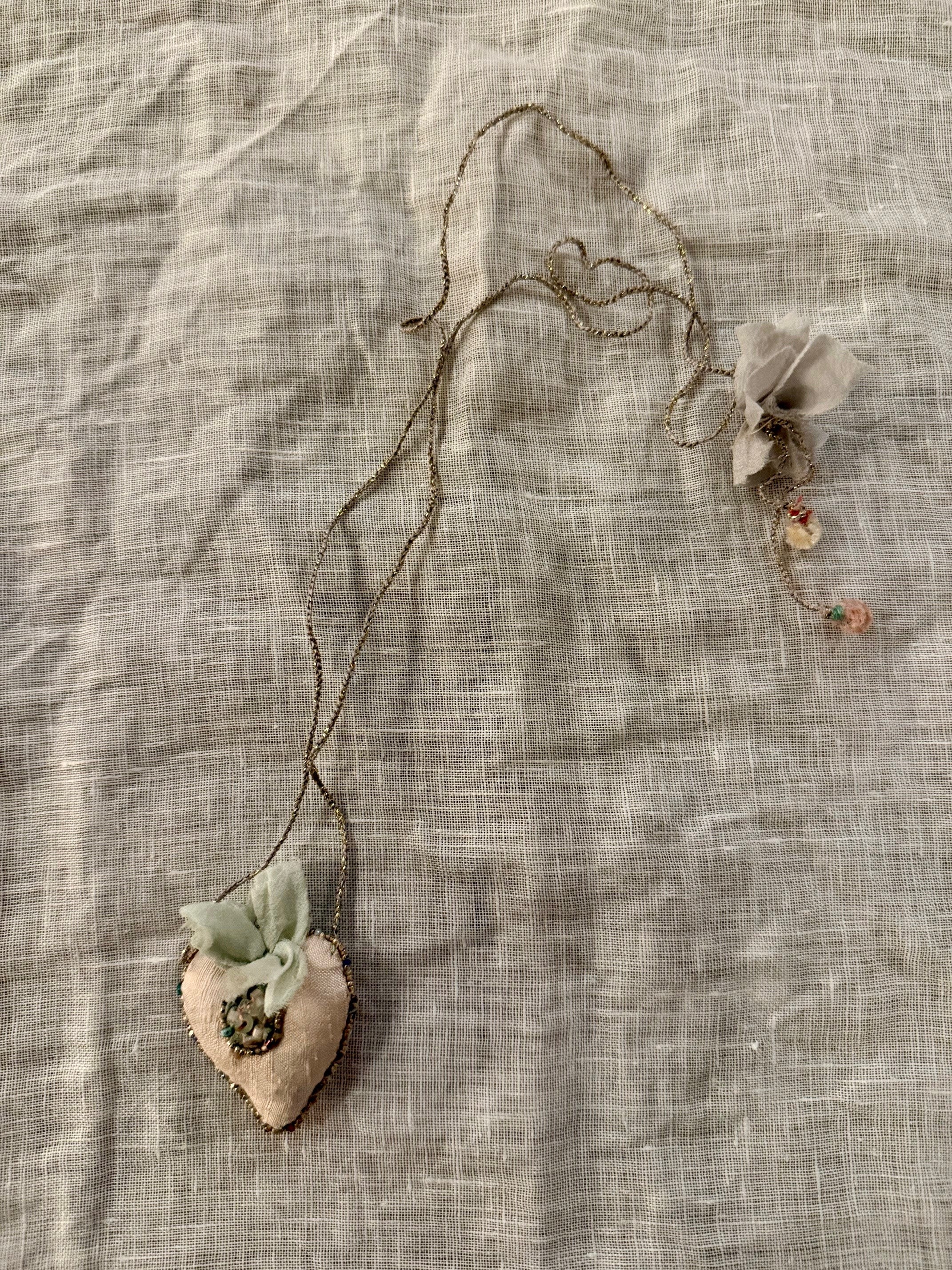 Embroidered Heart Necklace No 9