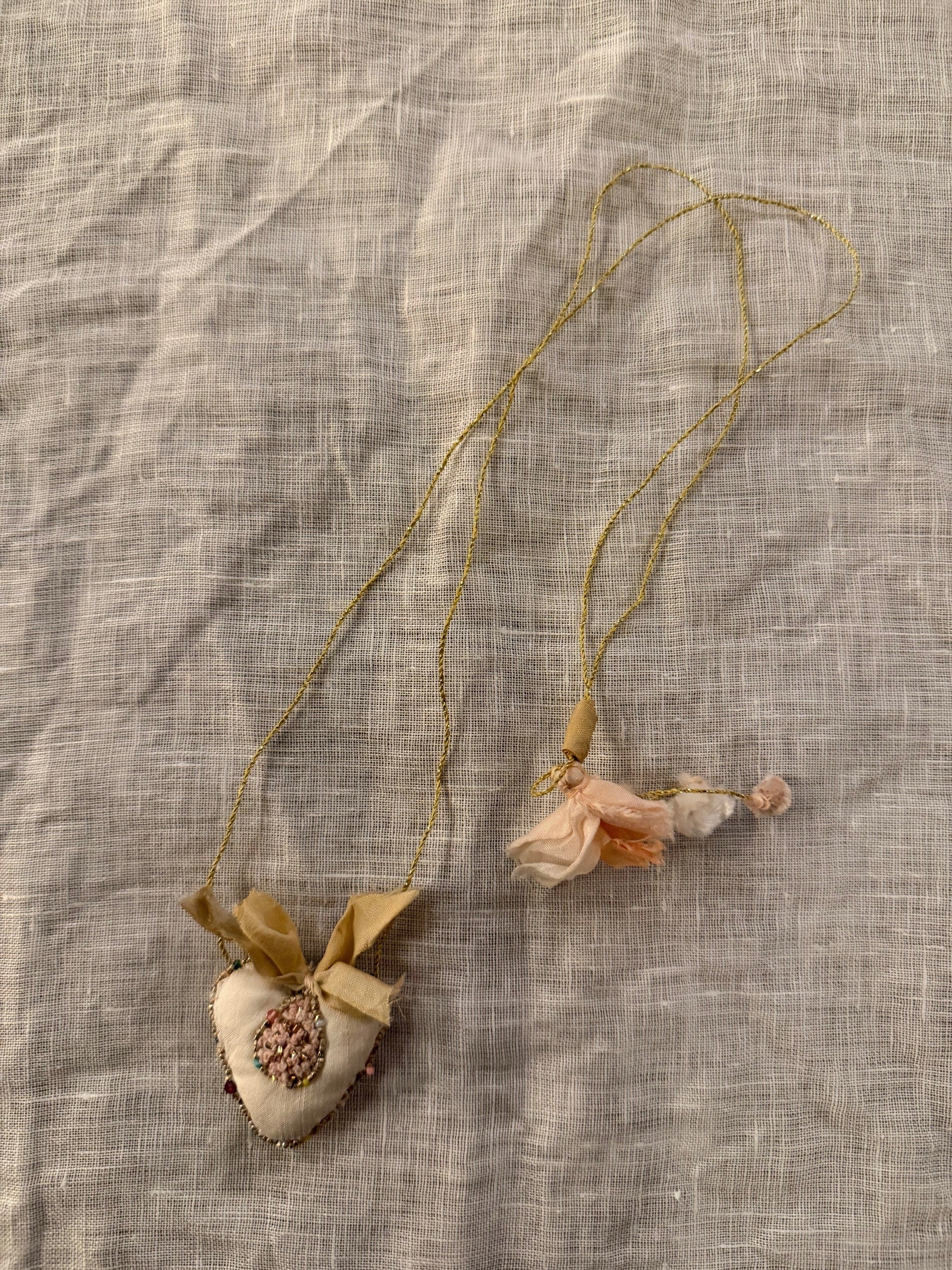 Embroidered Heart Necklace No 3