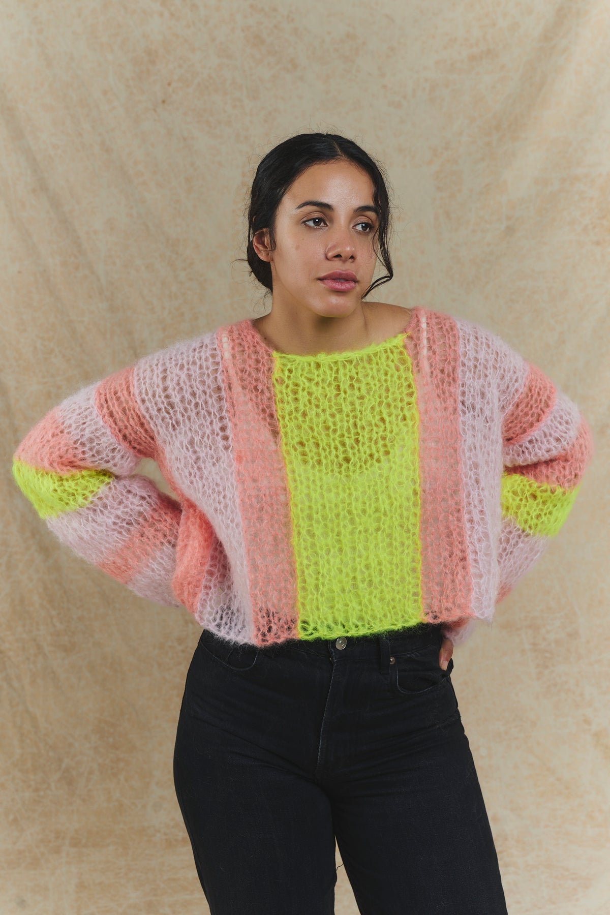 Bomm Handknit Sweater - Rose/Yellow