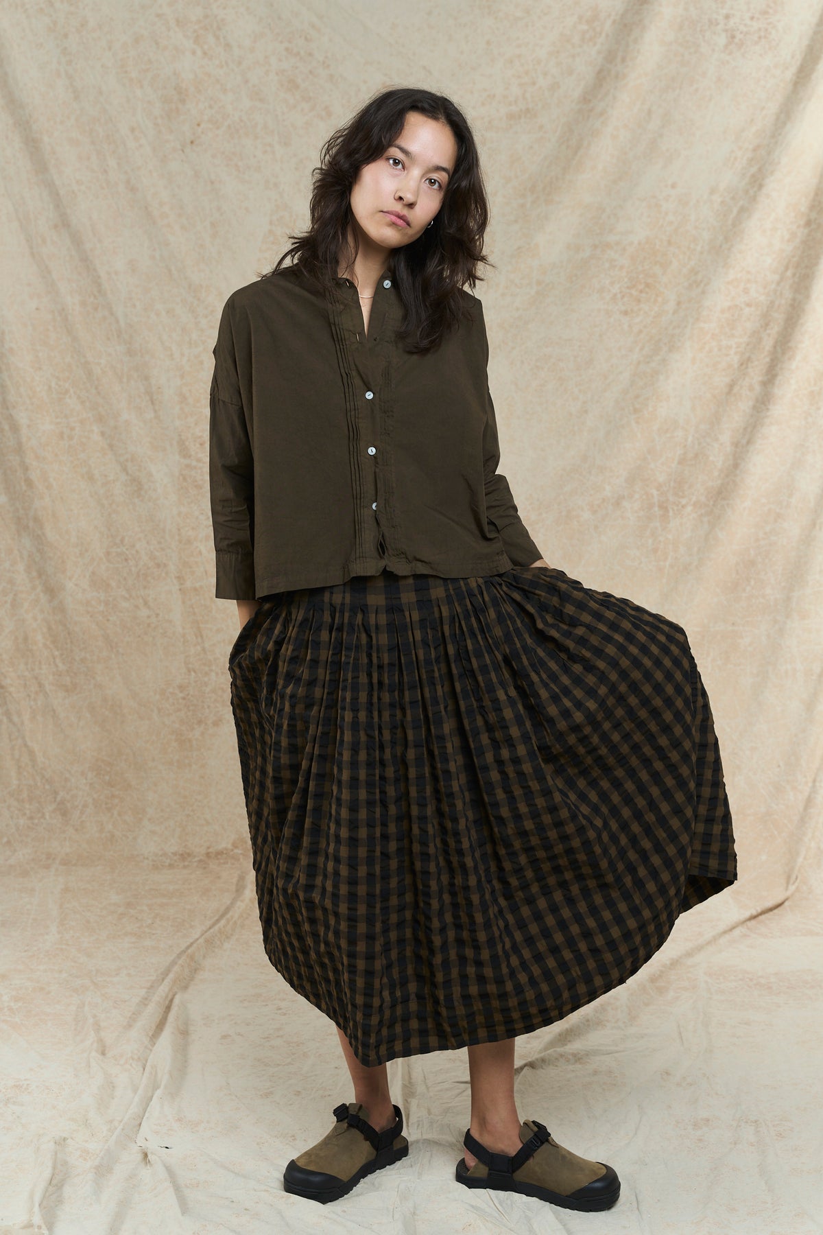 Willow Skirt - Gingham Cotton - Bistre