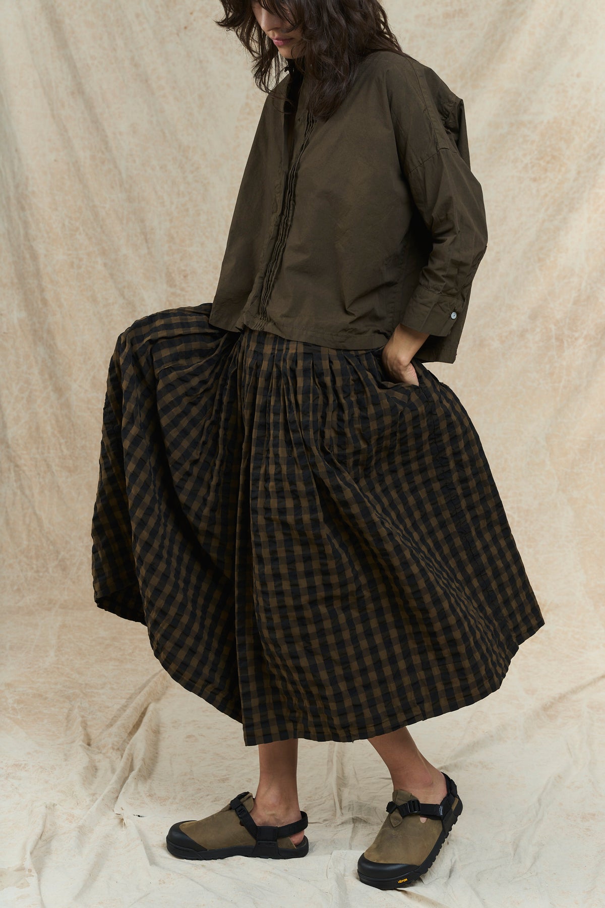 Willow Skirt - Gingham Cotton - Bistre