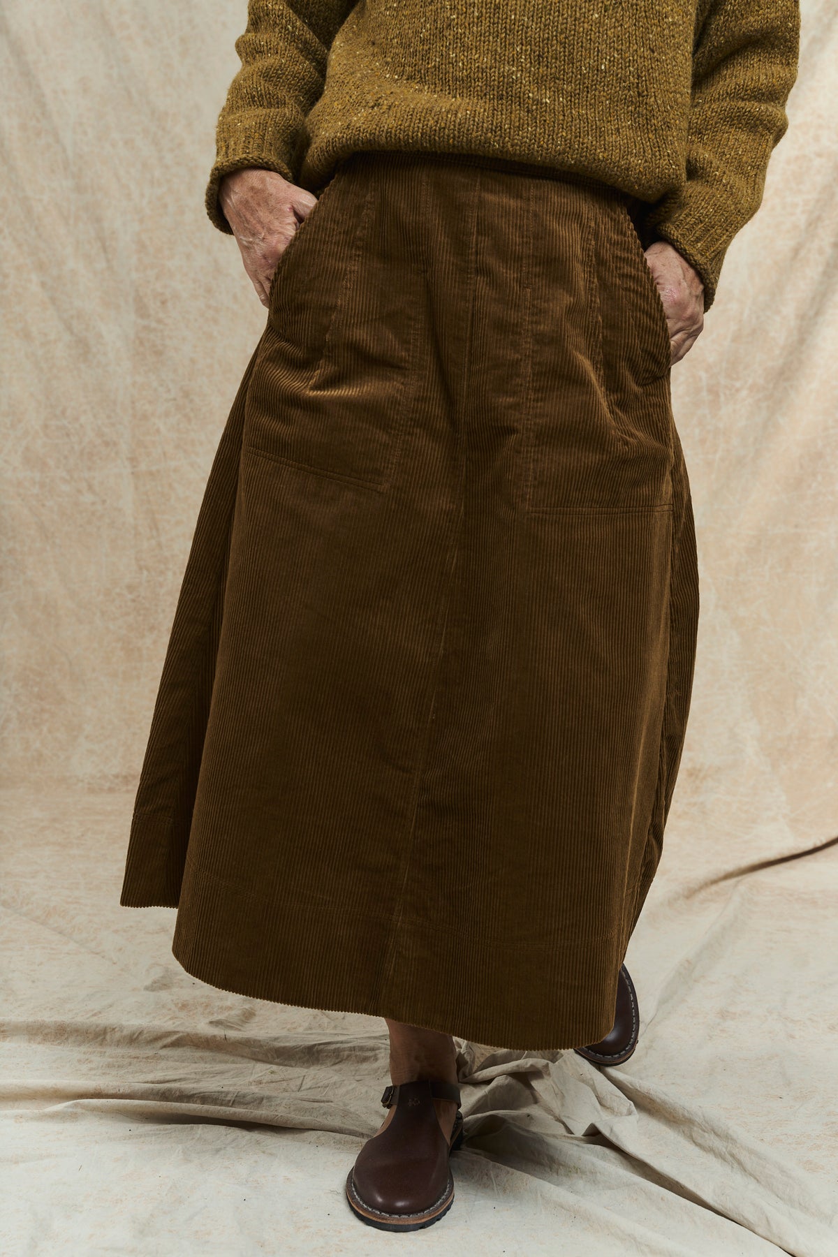 Organic Cord A Line Skirt - Golden Amber