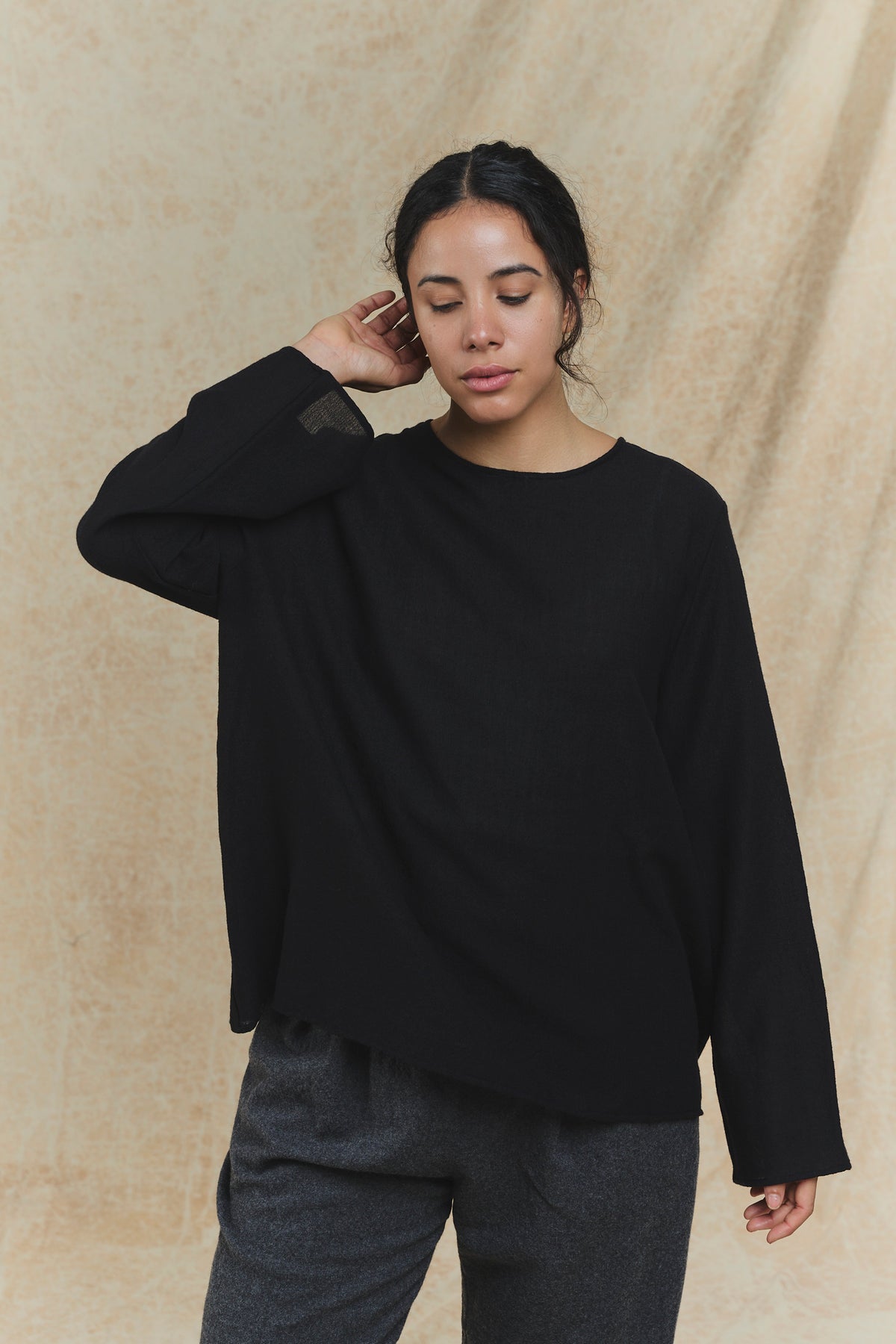 Wool Blouse - P2082/TS992 - Black