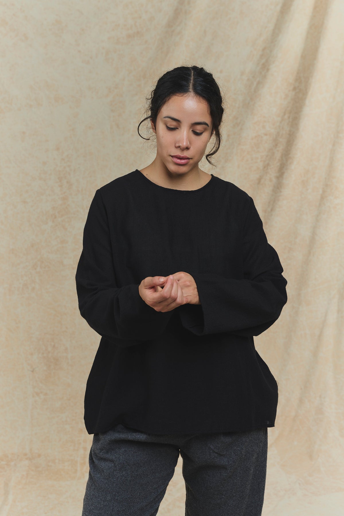 Wool Blouse - P2082/TS992 - Black