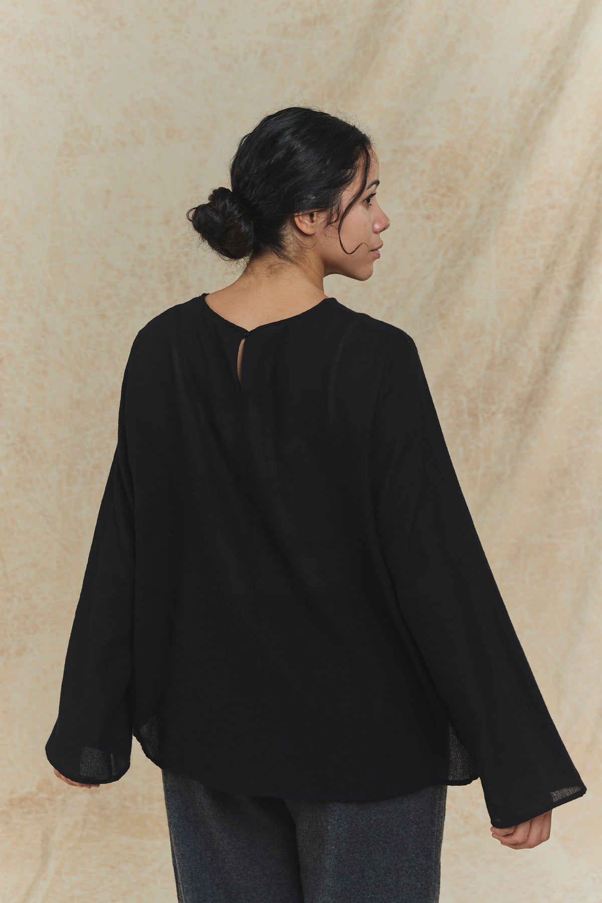 Wool Blouse - P2082/TS992 - Black