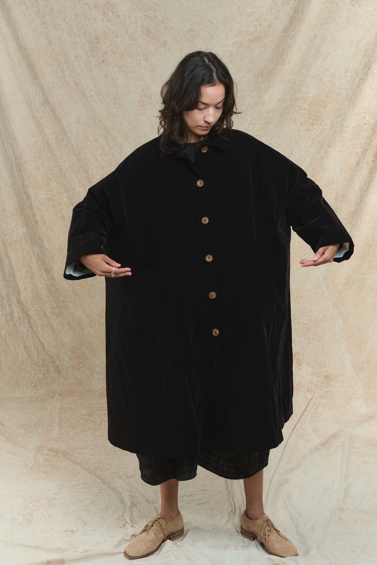 Coat - Technical Velvet - Cara 26206 - Dark Brown
