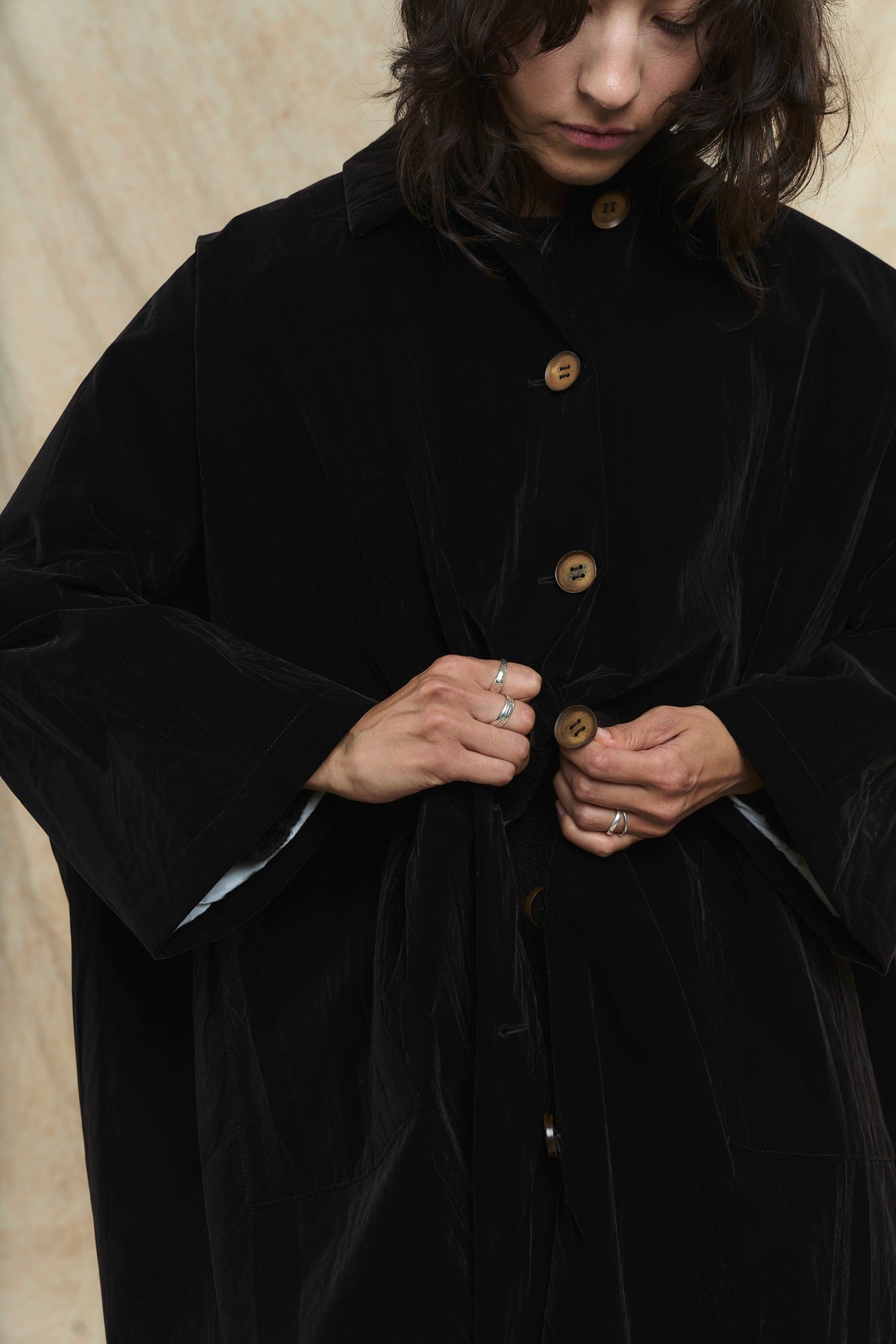 Coat - Technical Velvet - Cara 26206 - Dark Brown