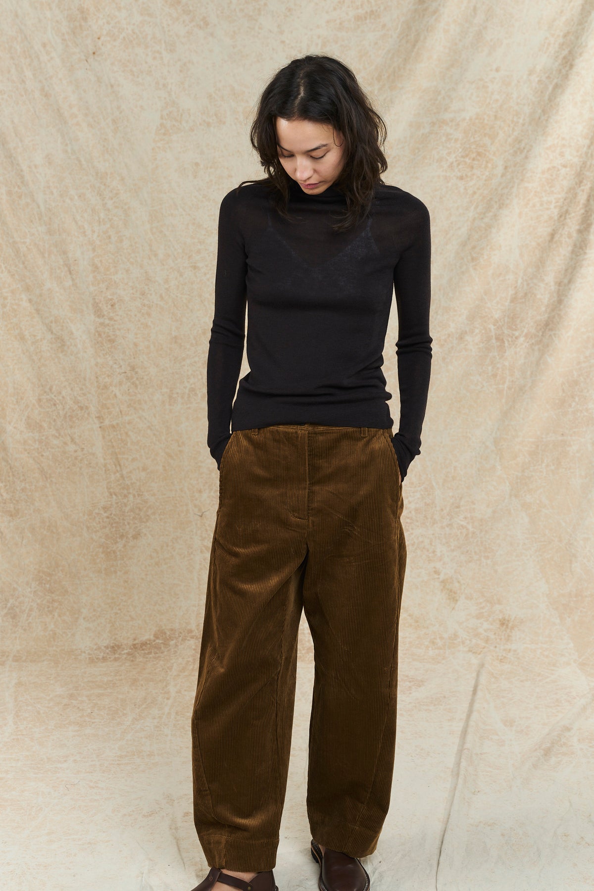 Twisted Seam Cord Trousers - Golden Amber