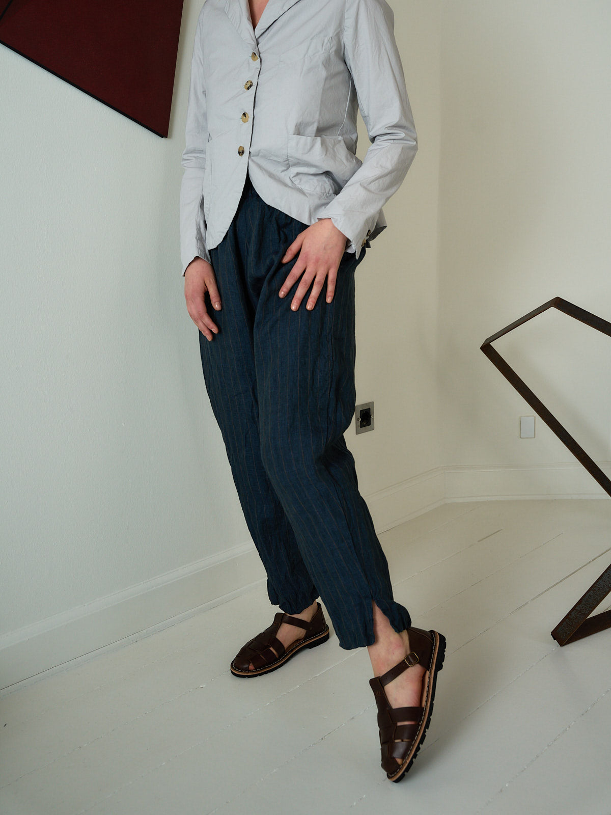 Cozy Trousers - Stripe Linen