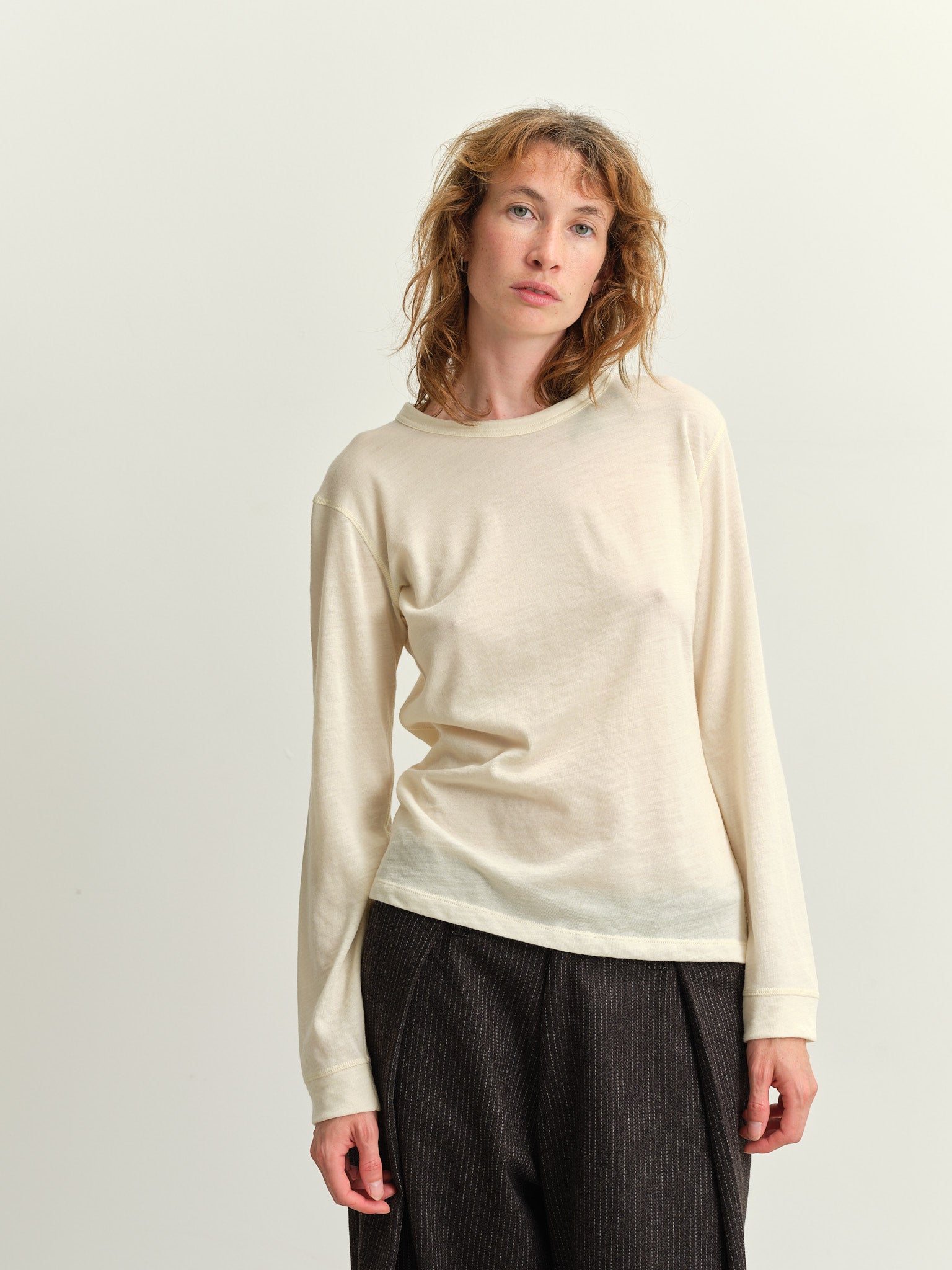 MERINO LONG SLEEVE TOP - CHALK