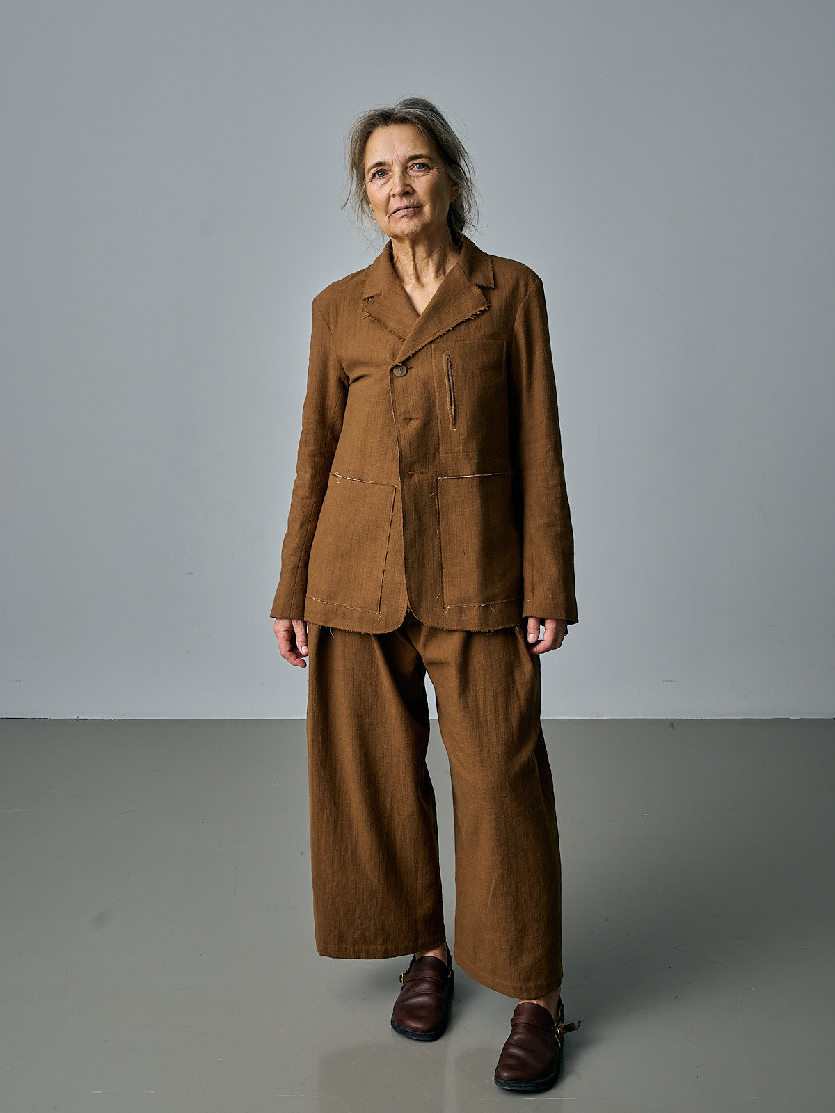 Leusdon Jacket with Back Pleats - Ochre Pinstripe