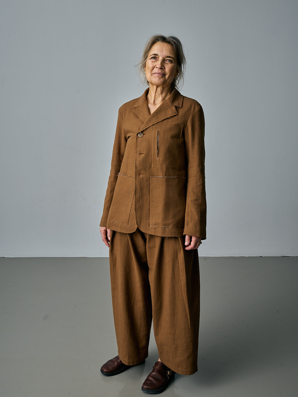 Leusdon Jacket with Back Pleats - Ochre Pinstripe