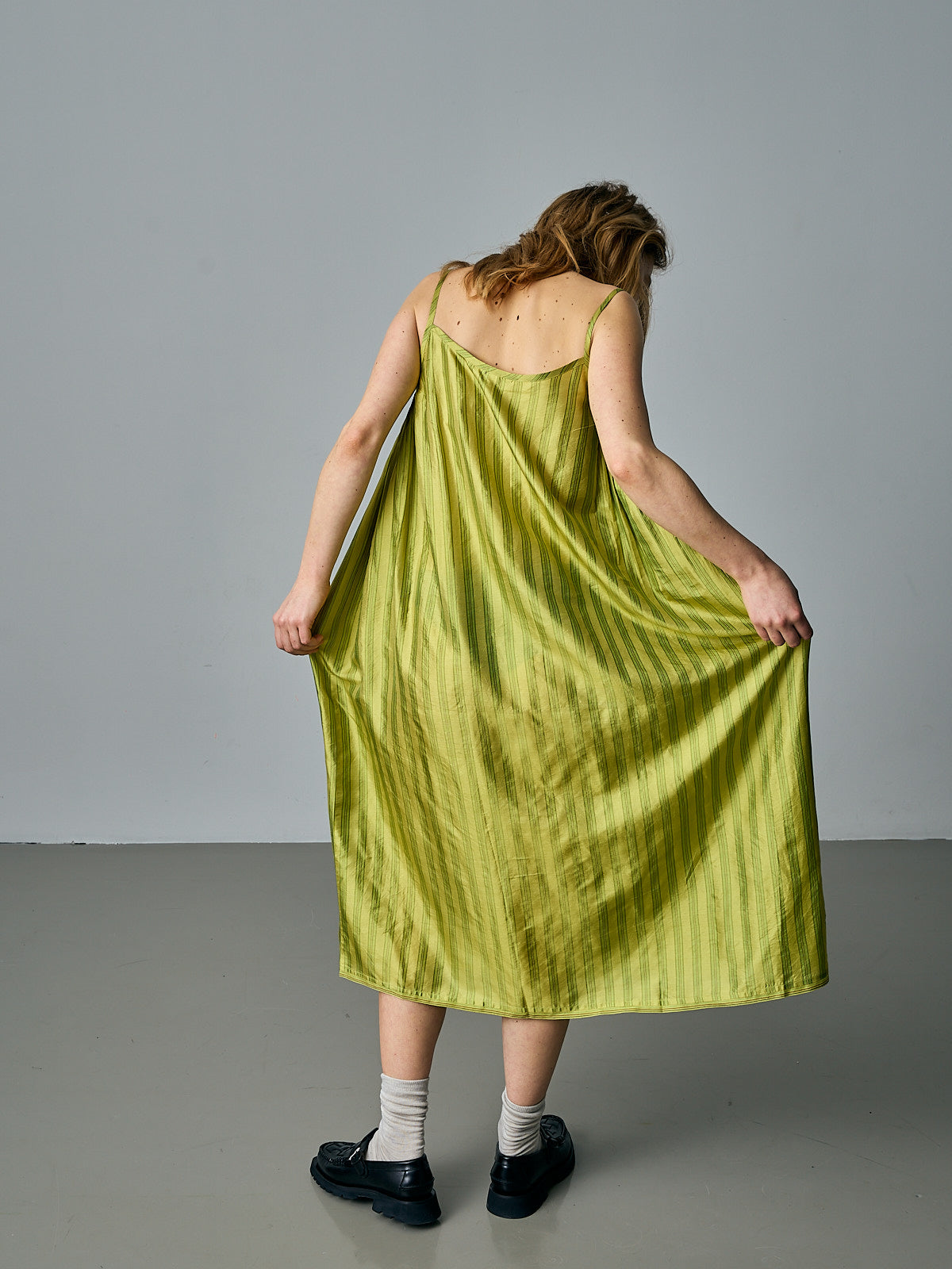 Silk Slip Dress - Lime Green