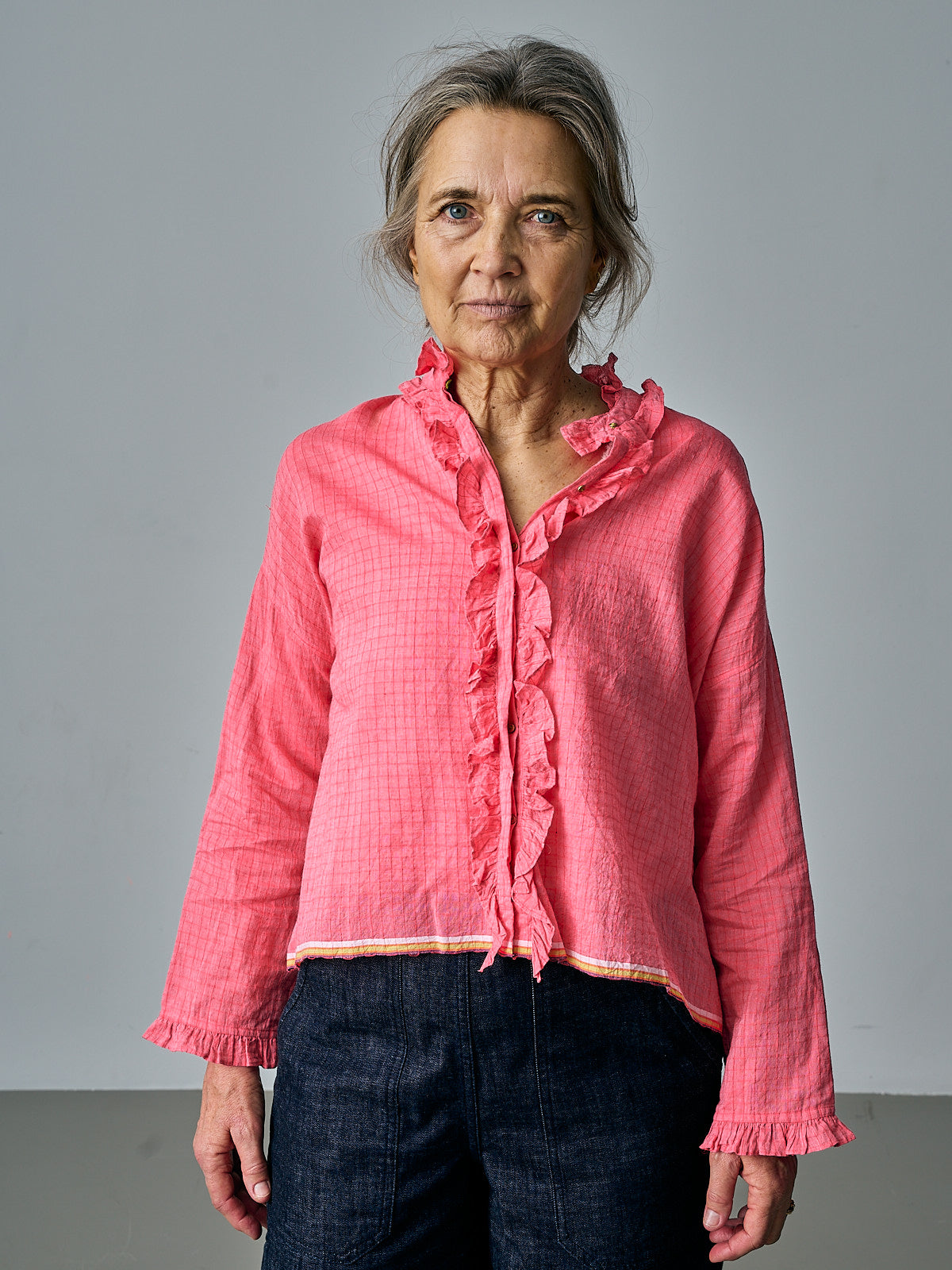 Herbarium Ruffle Shirt - Pink