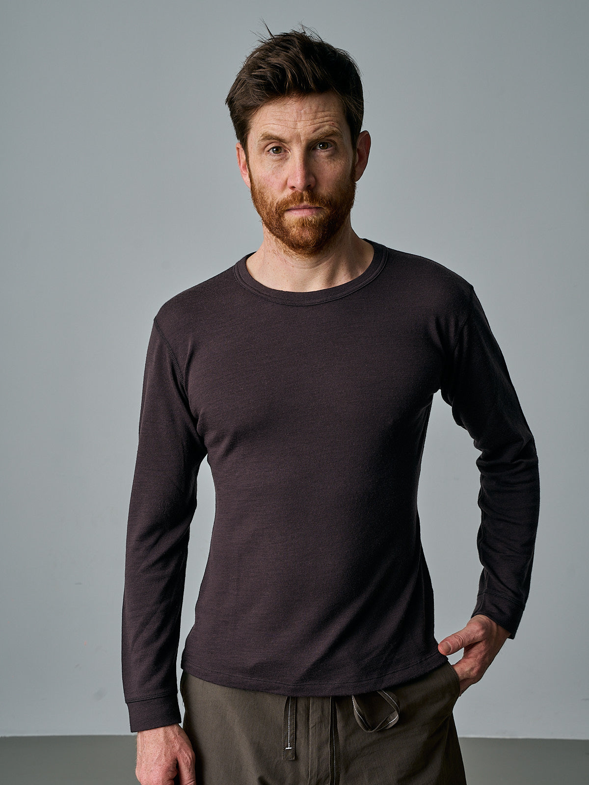 MERINO LONG SLEEVE TOP - CACAO