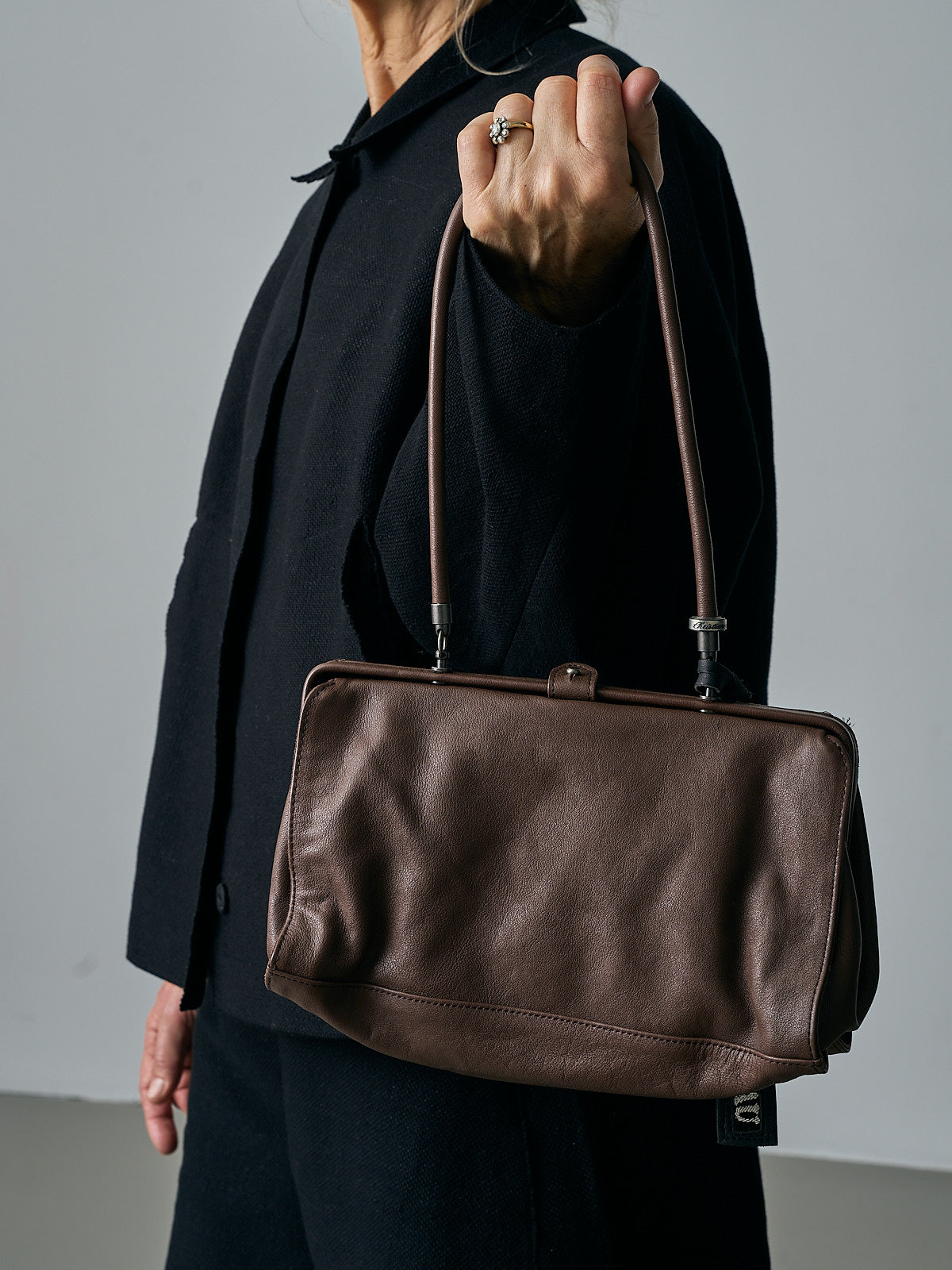 Gamaguchi - Long Handle Bag - Dark Brown
