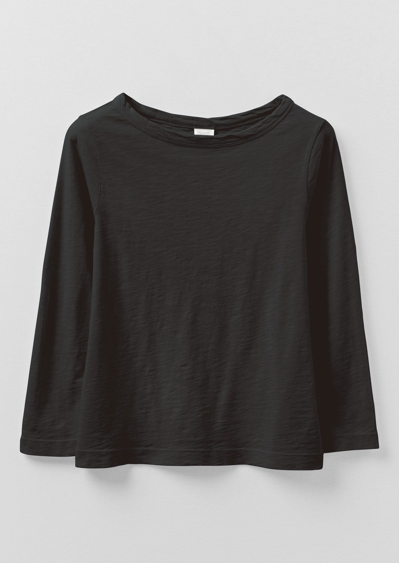 Lia Cotton Boat Neck Tee - Carbon Black