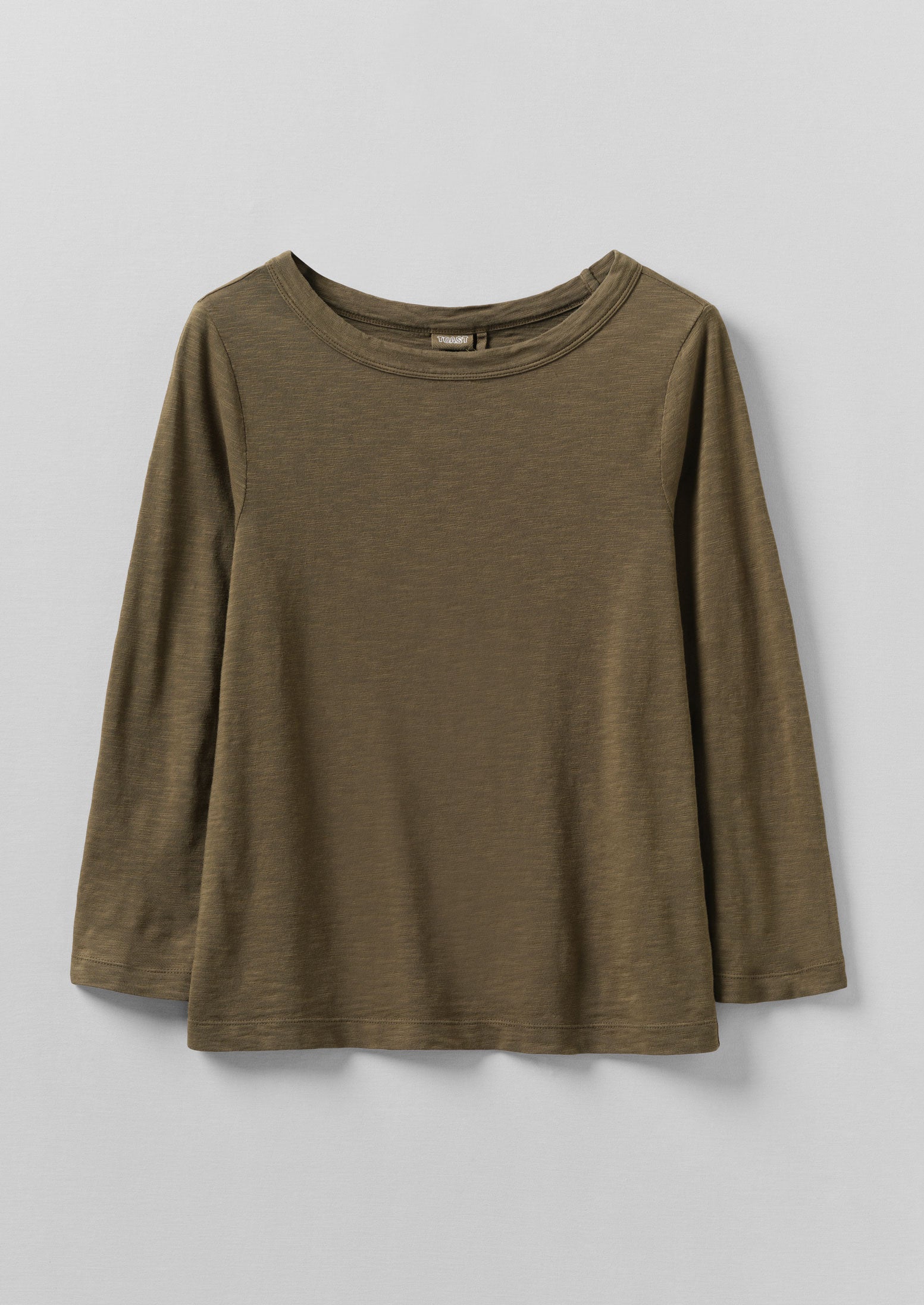 Lia Cotton Boat Neck Tee - Olive