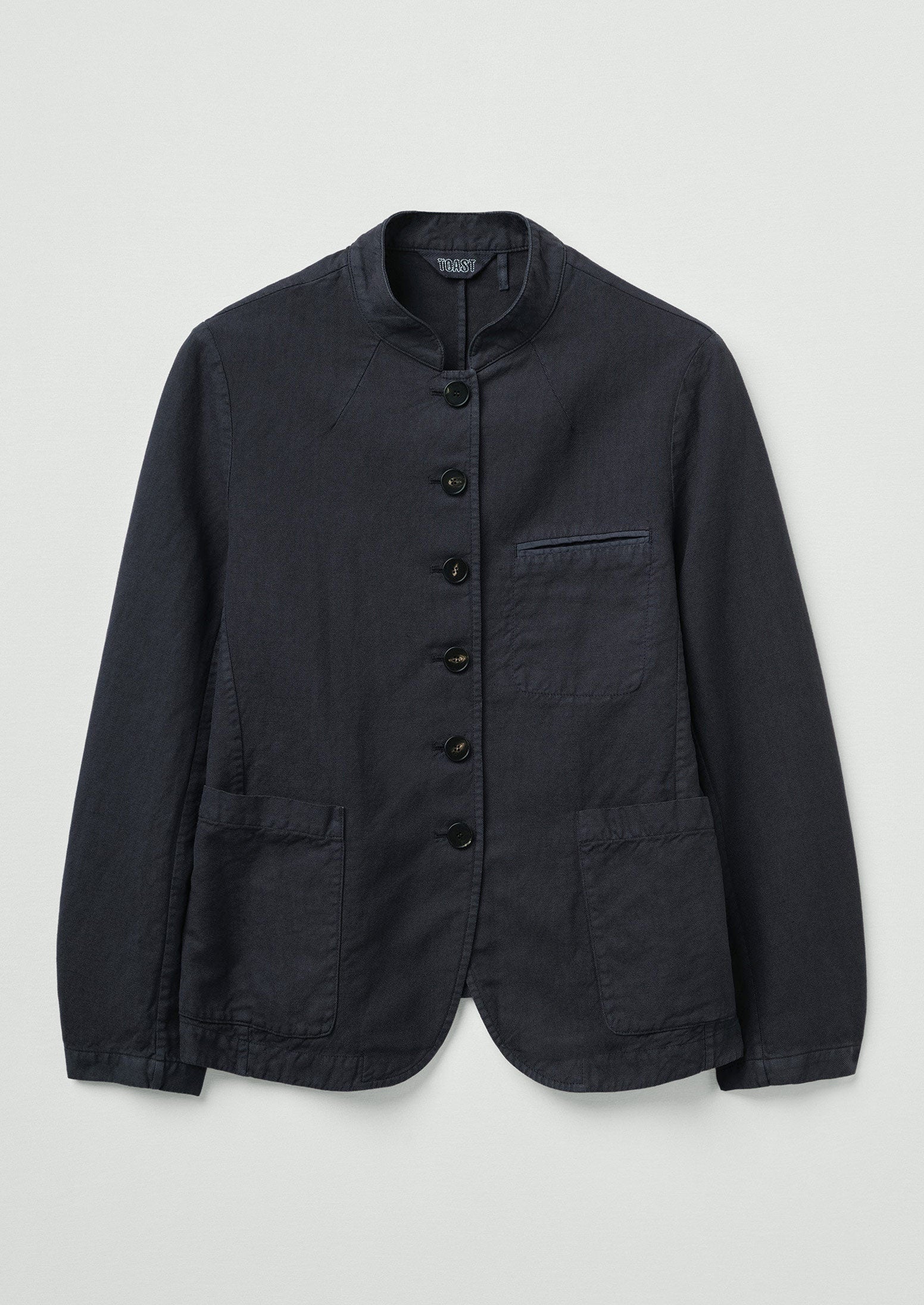 Garment Dyed Cotton Linen Neat Jacket - Slate