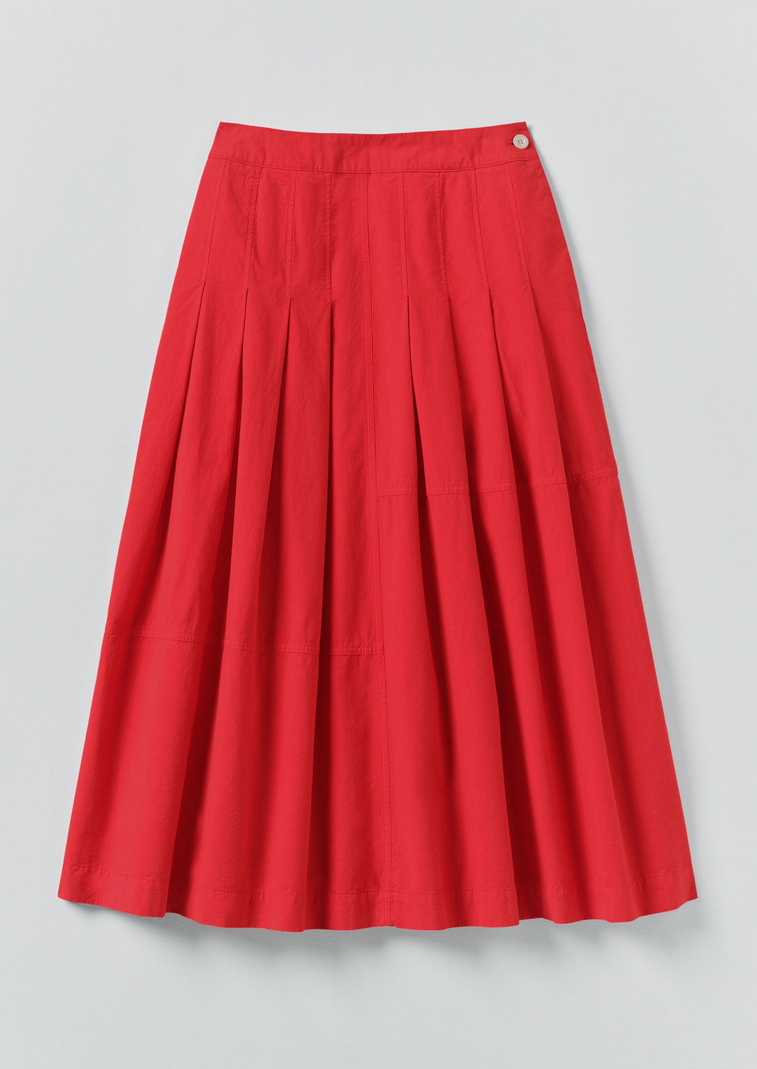 TOAST - Pleated Panelled Cotton Linen Skirt - CARDINAL RED