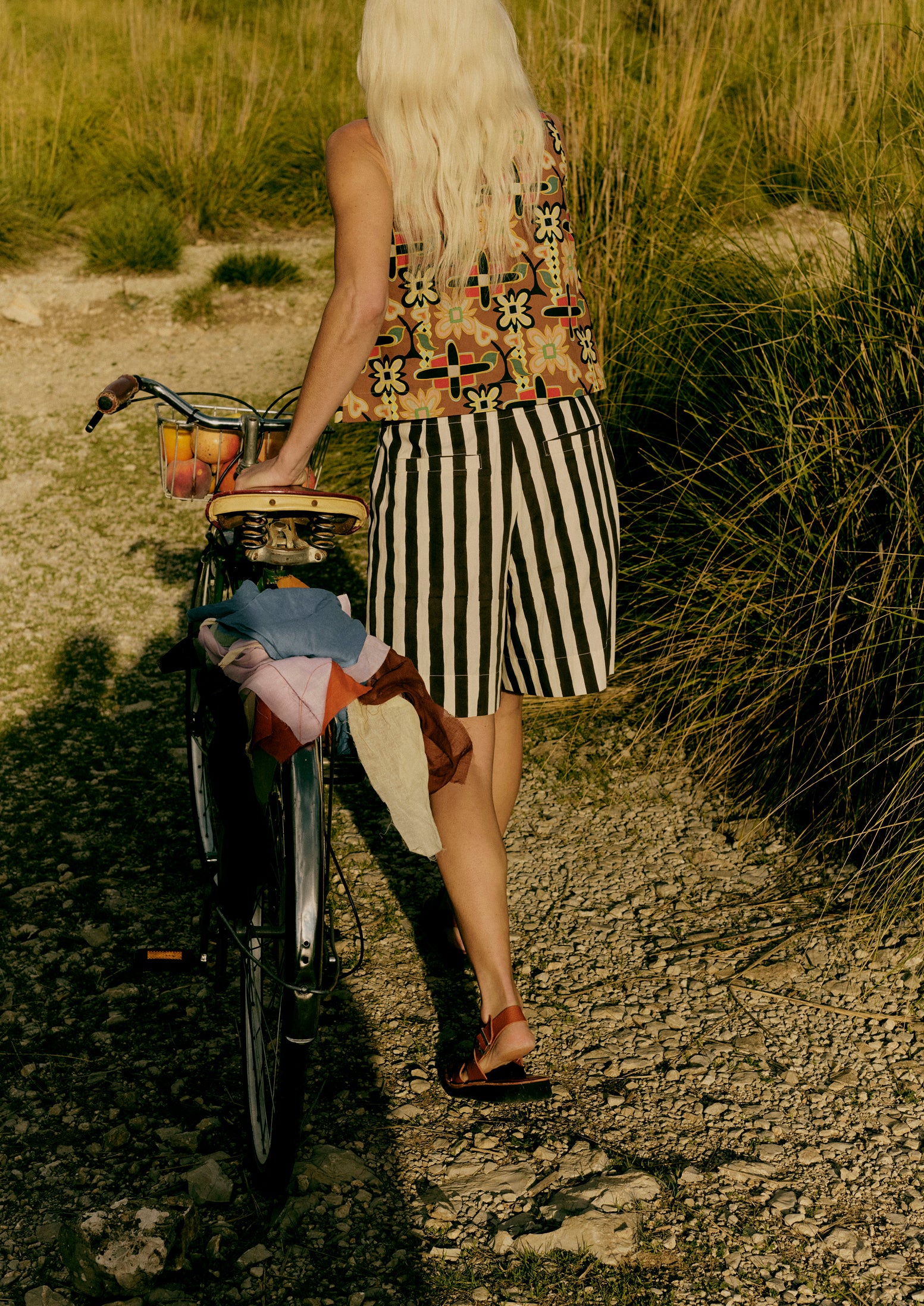 TOAST - Stripe Block Print Cotton Shorts