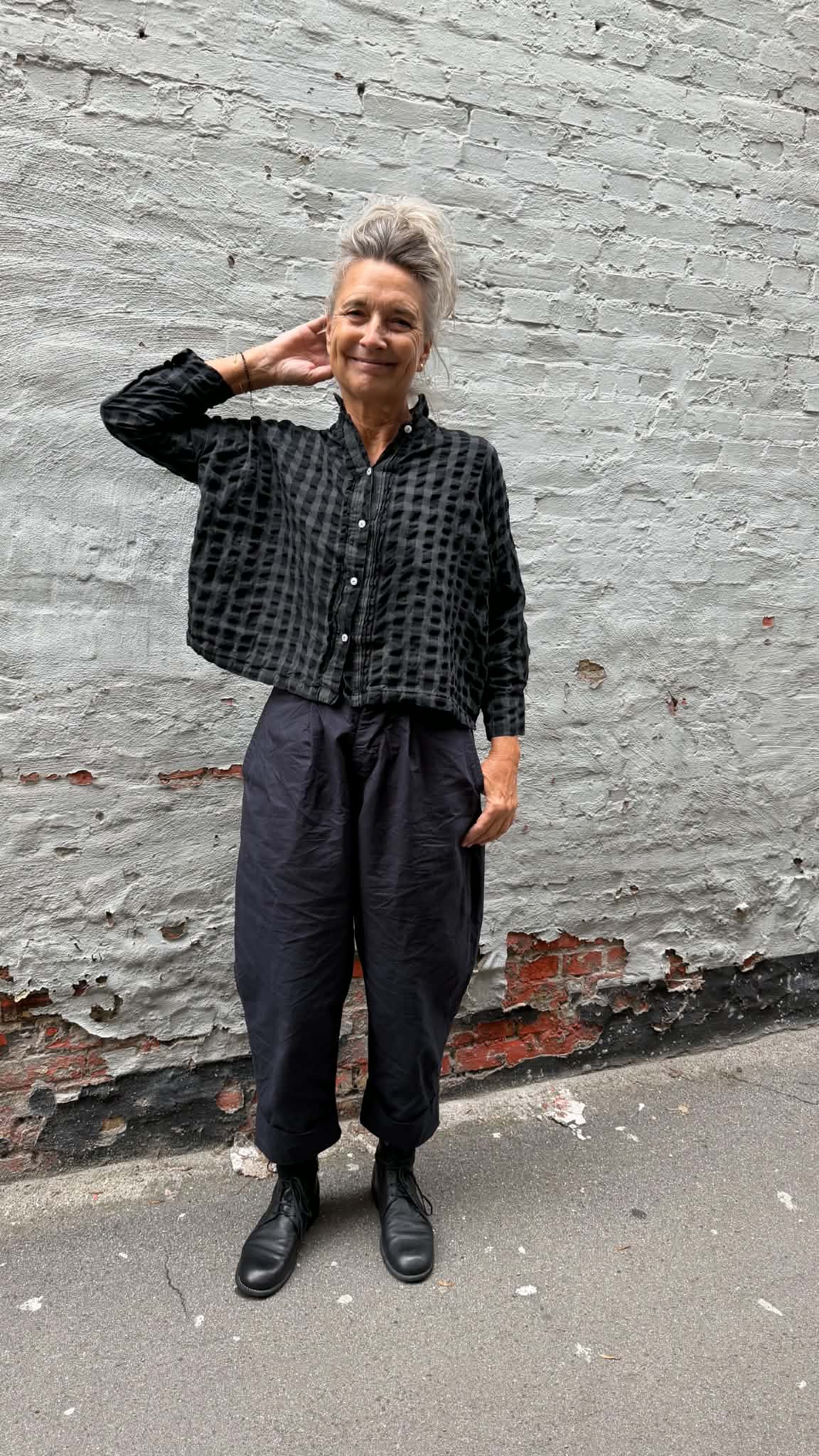 Square Top - Gingham Slate