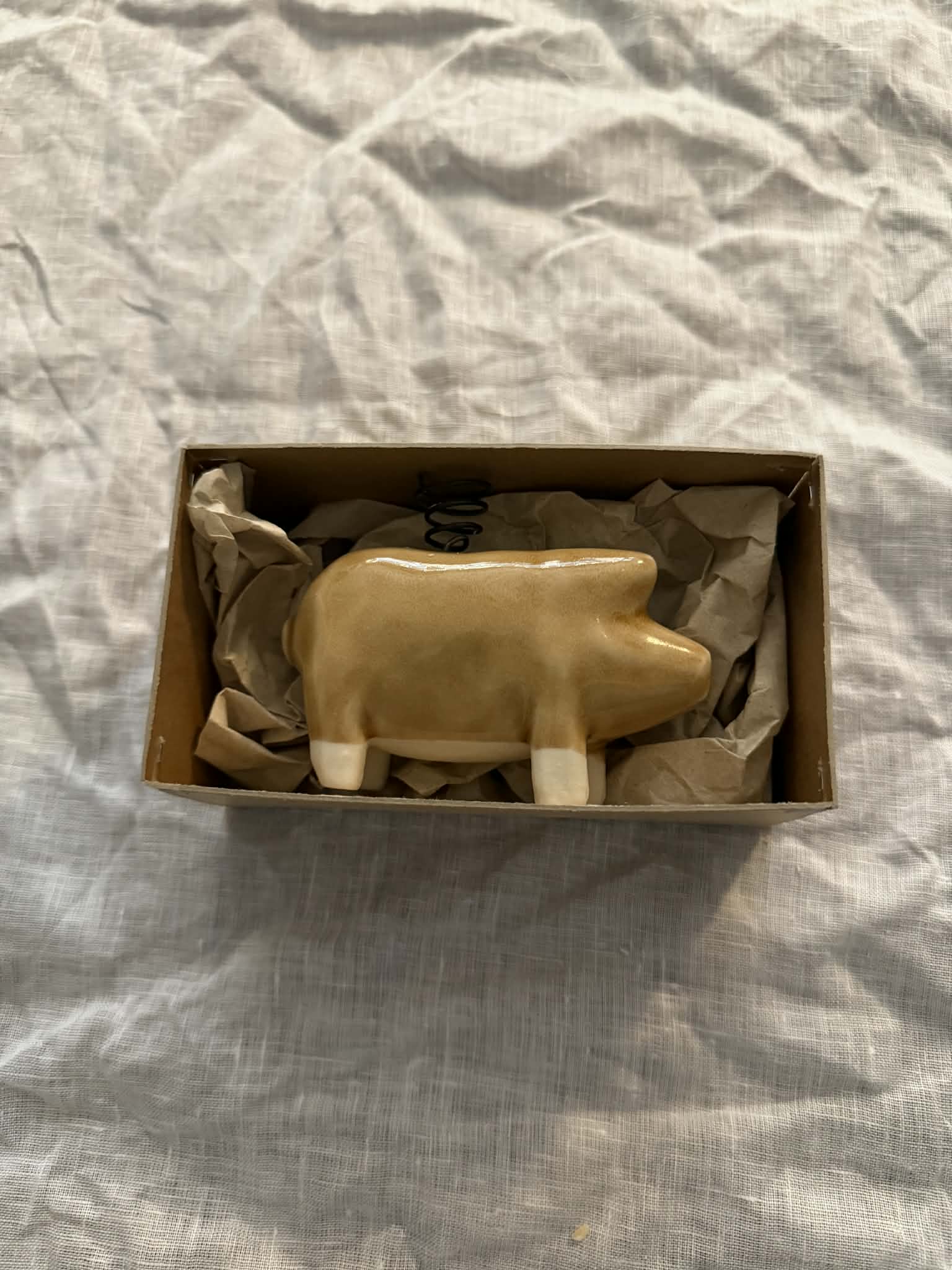 Christmas Pig Candlestick - Brown