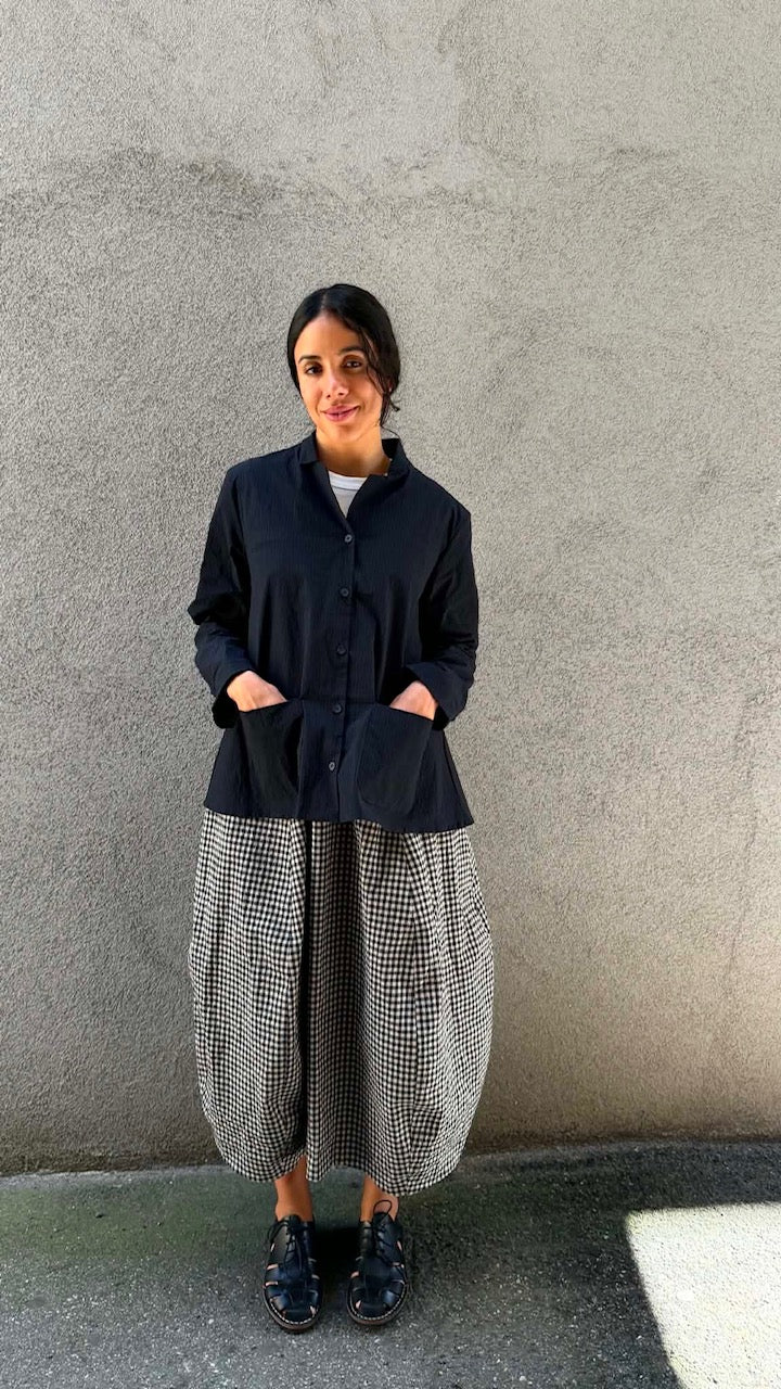 Jenny Shirt Jacket - Black Navy Stripe