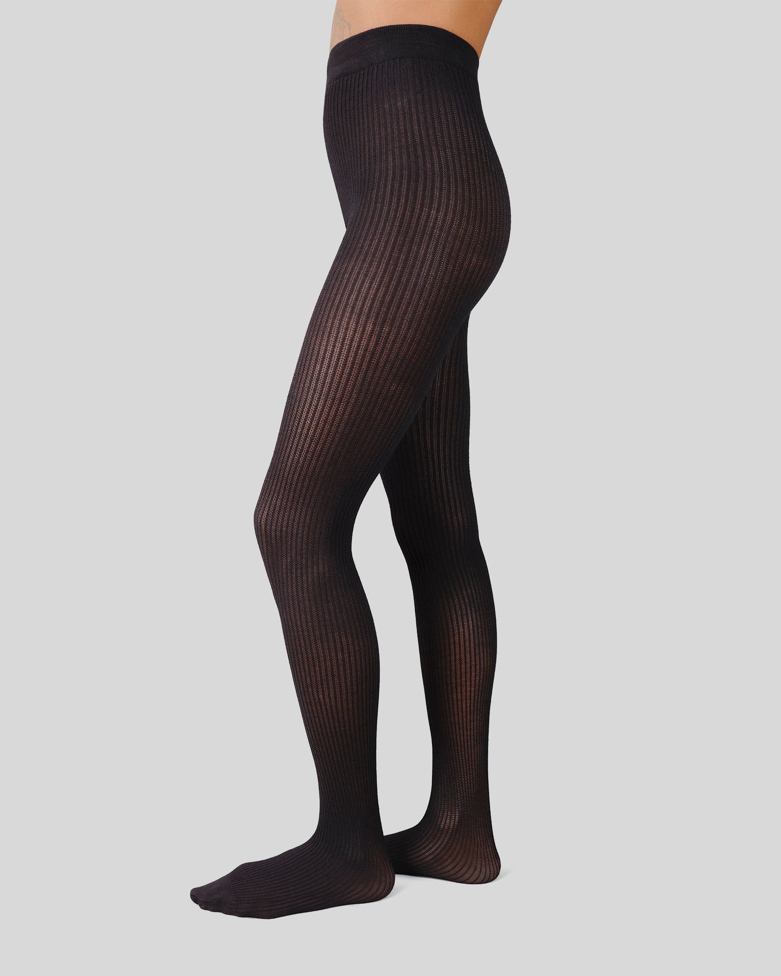 Zoe Ribbed Tights - Black