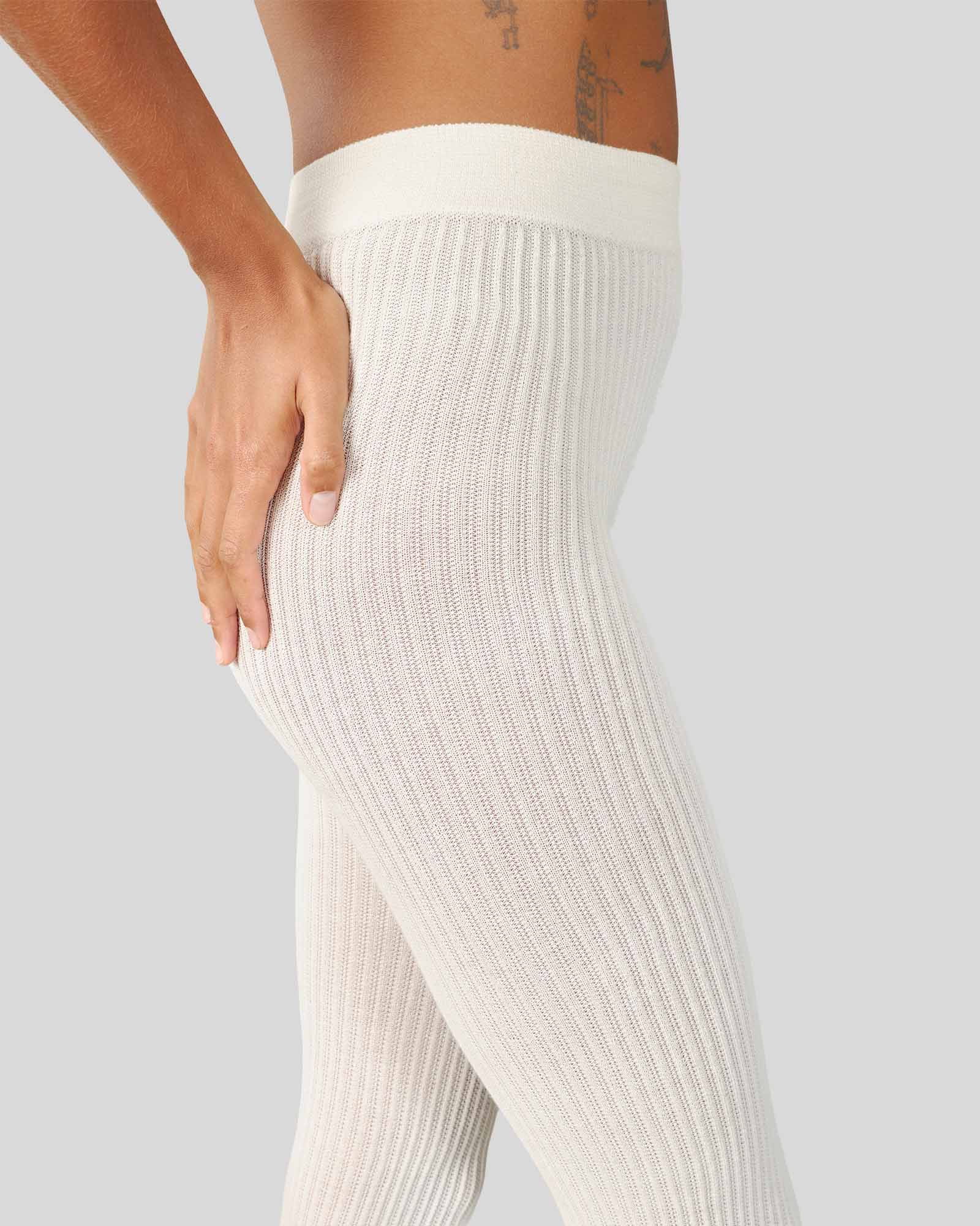Zoe Ribbed Tights - Ivory