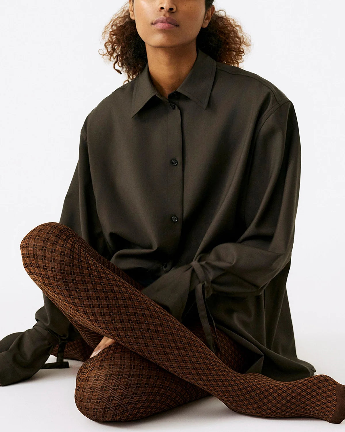 Clara Retro patterned Tights - Bourbon