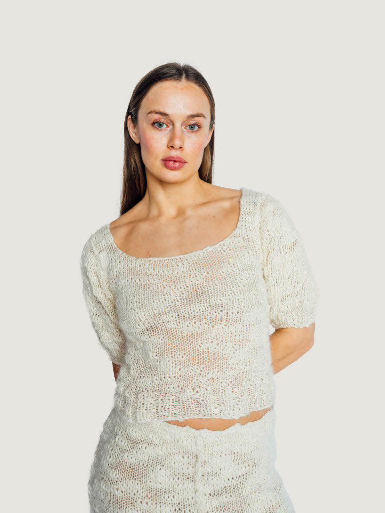 Blanche Handknit Top - Off-White