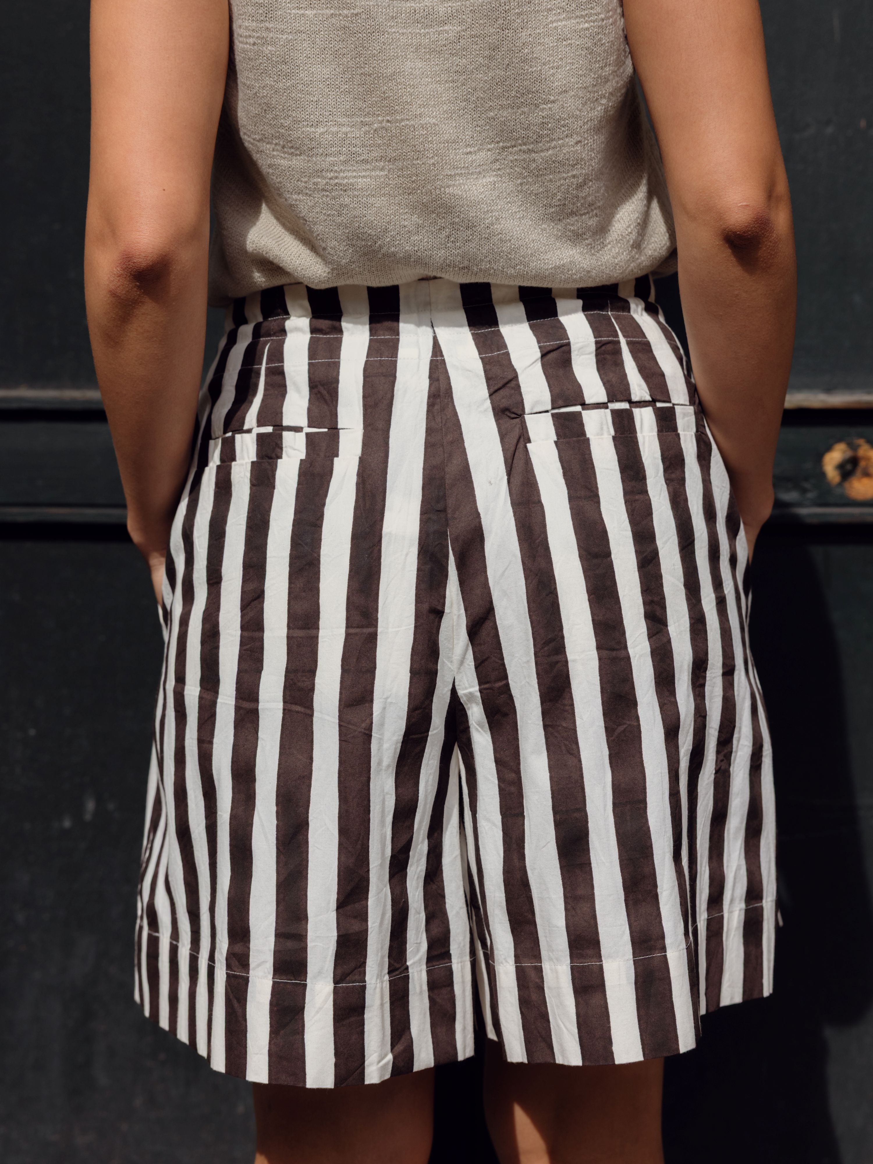 TOAST - Stripe Block Print Cotton Shorts - tété